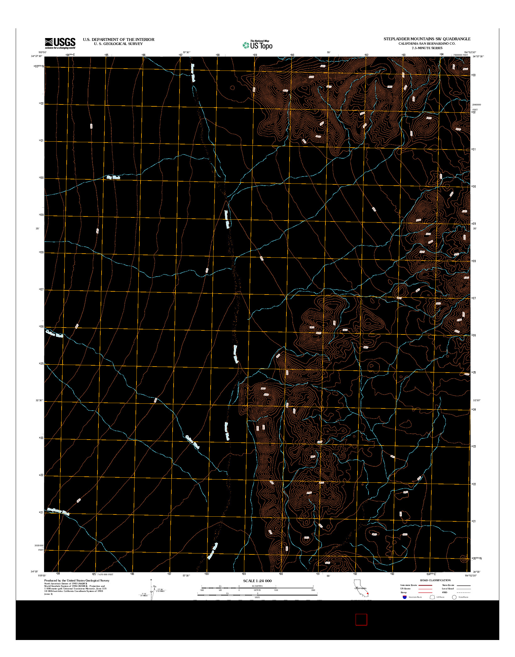 USGS US TOPO 7.5-MINUTE MAP FOR STEPLADDER MOUNTAINS SW, CA 2012