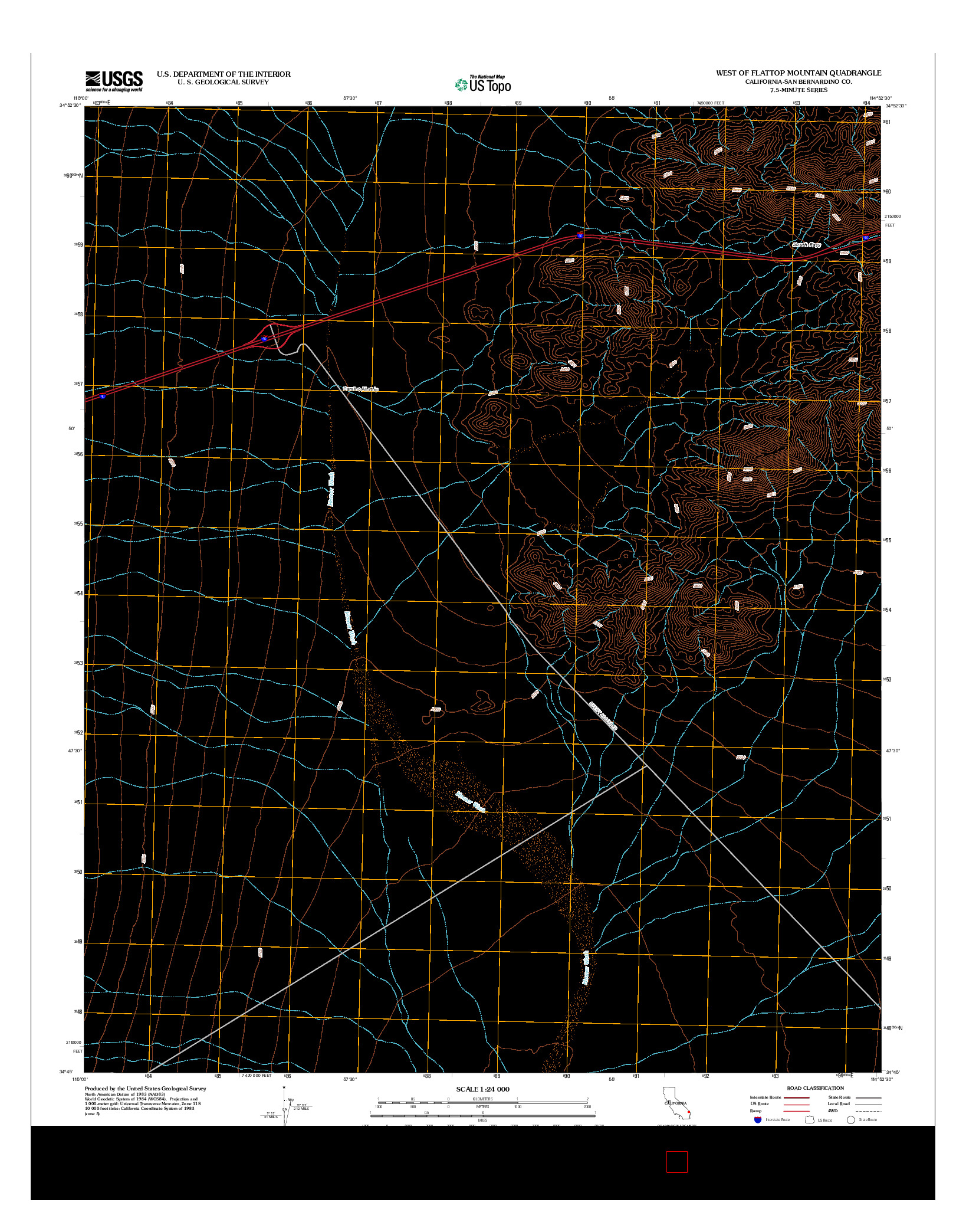 USGS US TOPO 7.5-MINUTE MAP FOR WEST OF FLATTOP MOUNTAIN, CA 2012