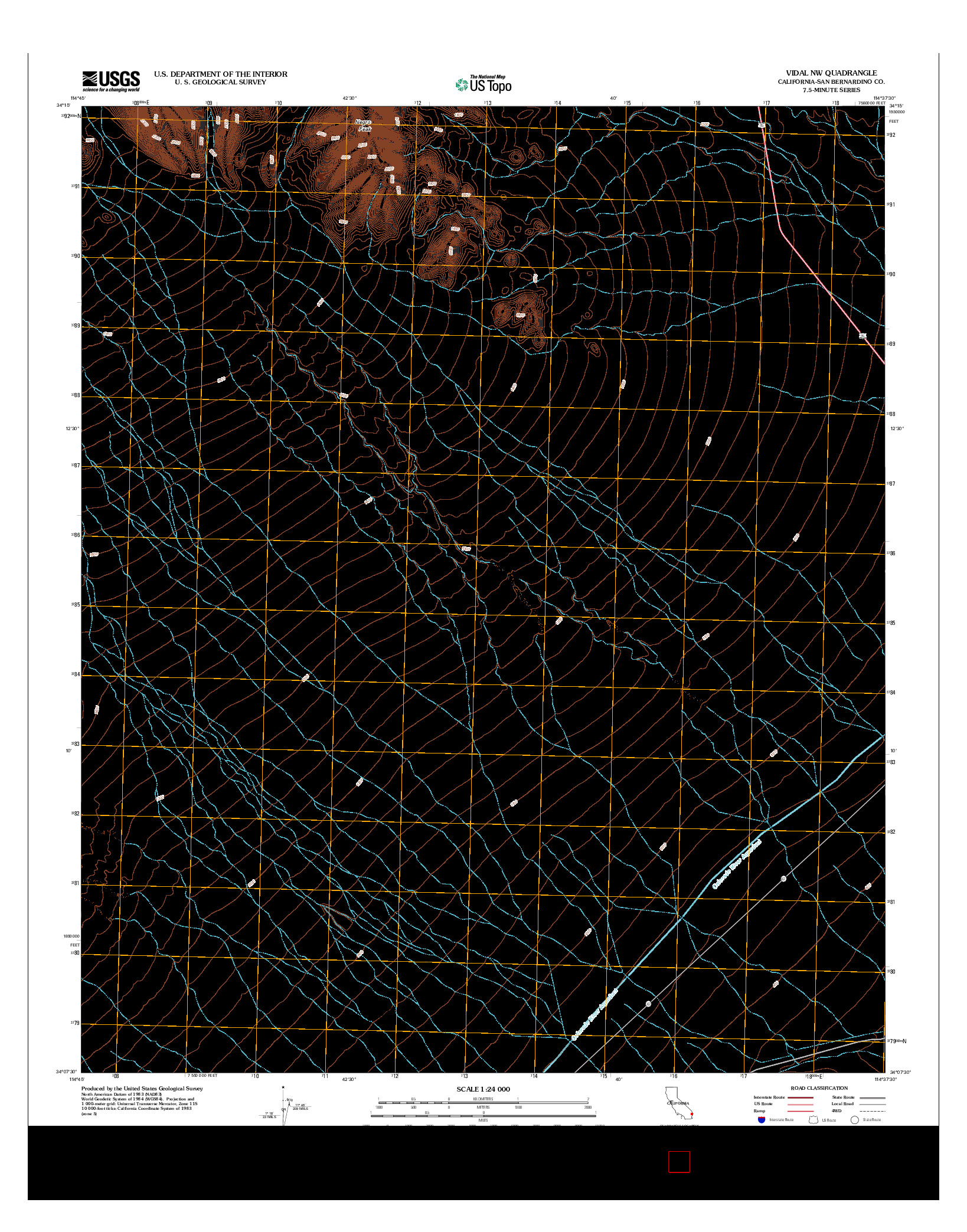 USGS US TOPO 7.5-MINUTE MAP FOR VIDAL NW, CA 2012