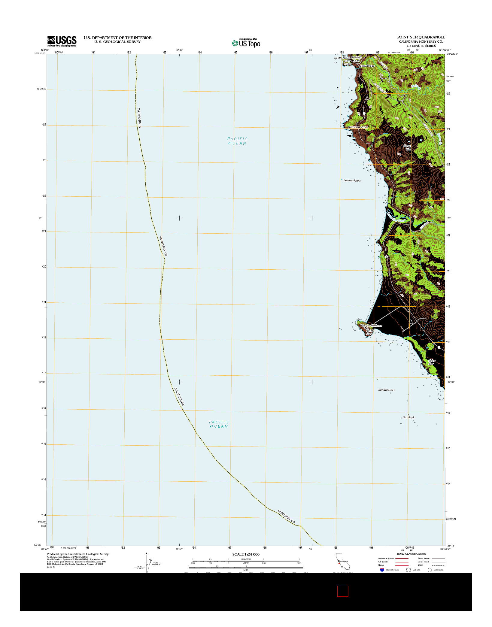 USGS US TOPO 7.5-MINUTE MAP FOR POINT SUR, CA 2012
