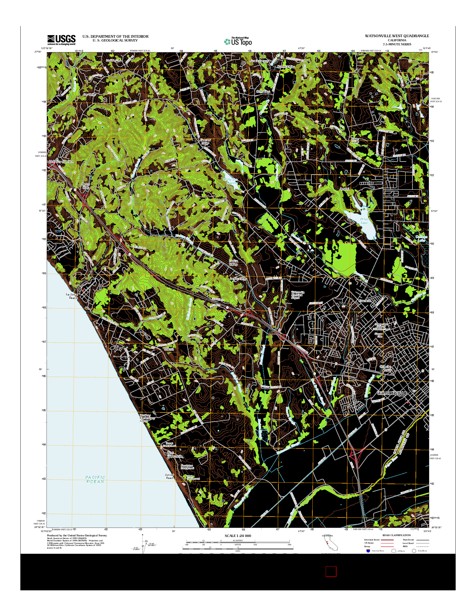 USGS US TOPO 7.5-MINUTE MAP FOR WATSONVILLE WEST, CA 2012