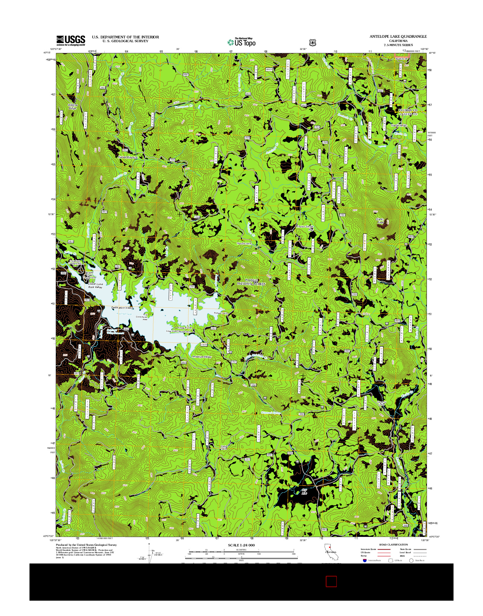 USGS US TOPO 7.5-MINUTE MAP FOR ANTELOPE LAKE, CA 2012