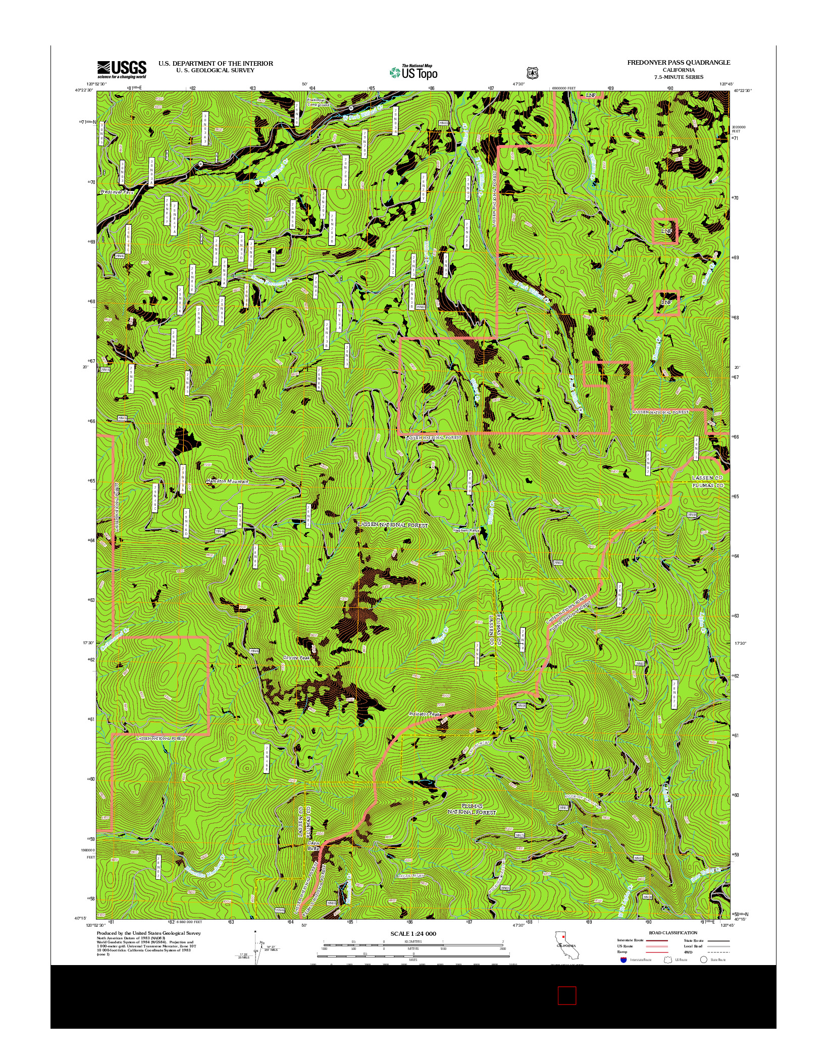 USGS US TOPO 7.5-MINUTE MAP FOR FREDONYER PASS, CA 2012