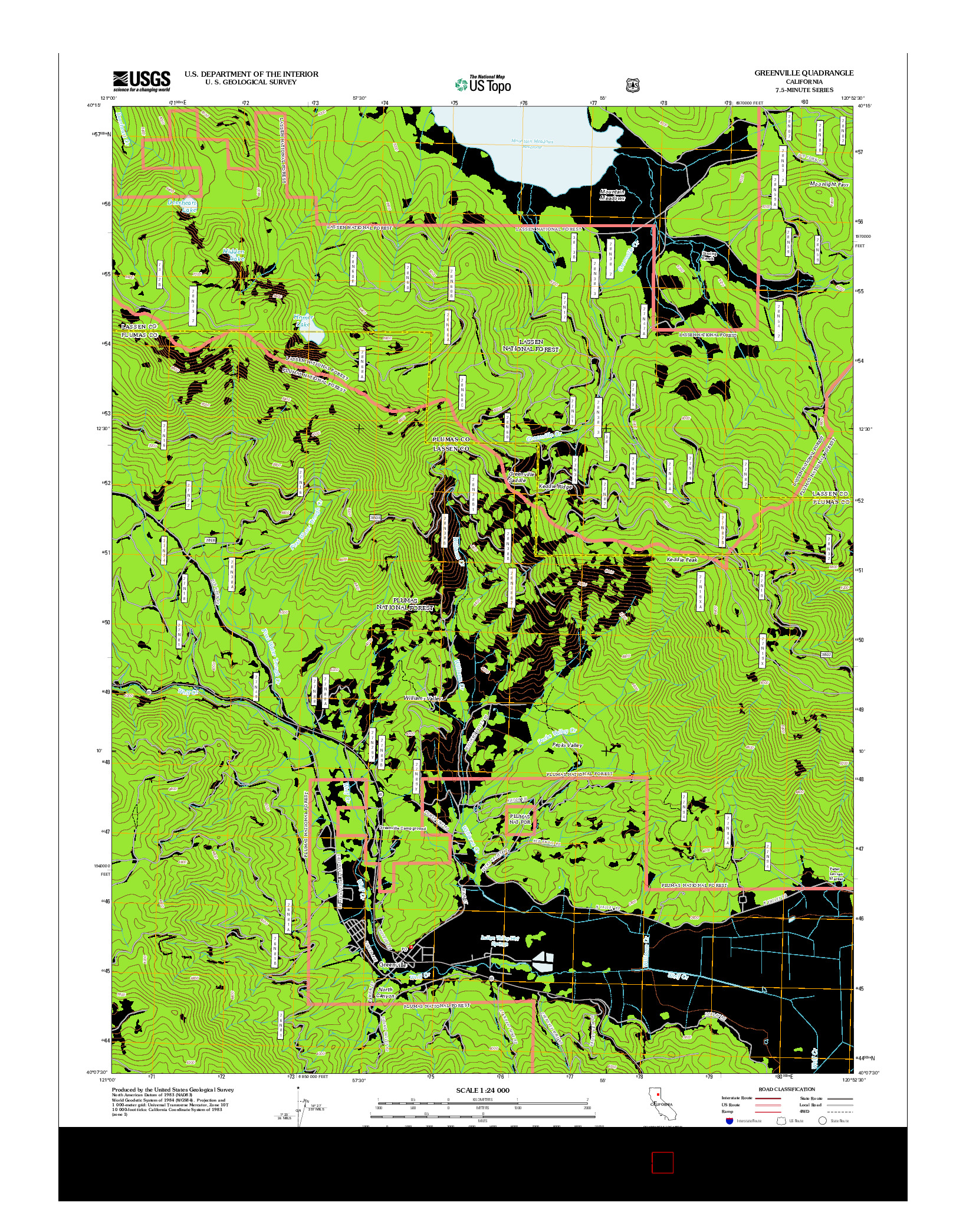 USGS US TOPO 7.5-MINUTE MAP FOR GREENVILLE, CA 2012