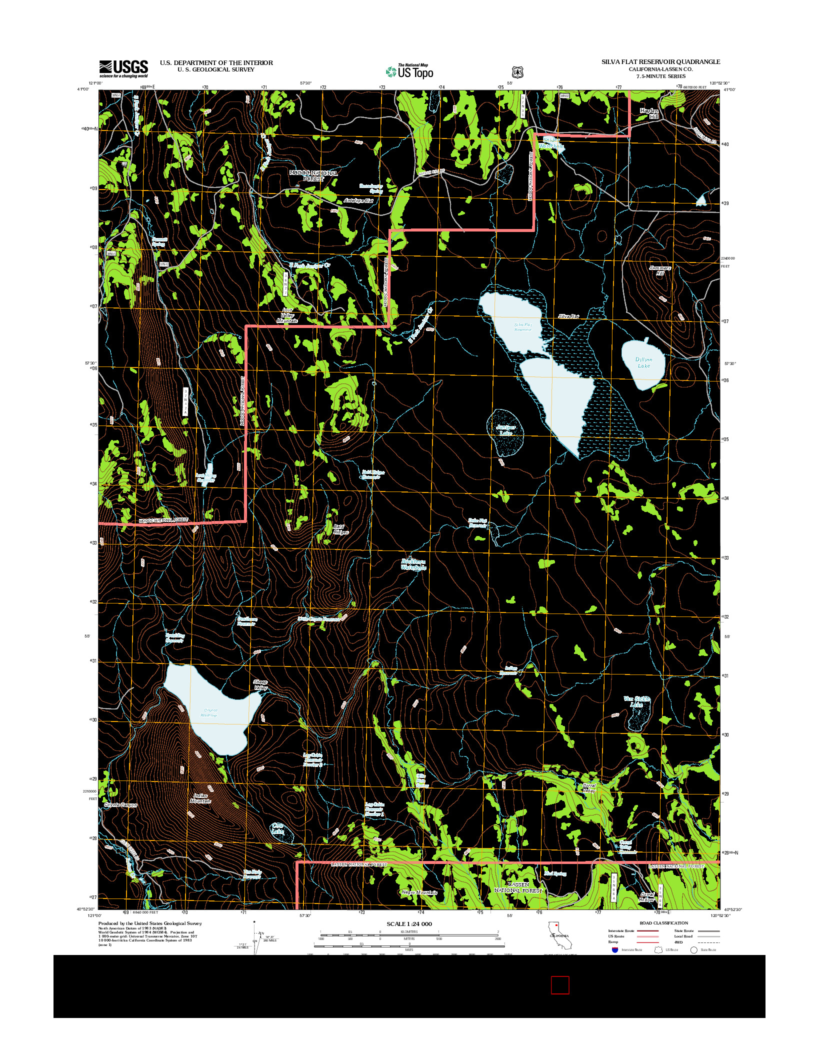 USGS US TOPO 7.5-MINUTE MAP FOR SILVA FLAT RESERVOIR, CA 2012