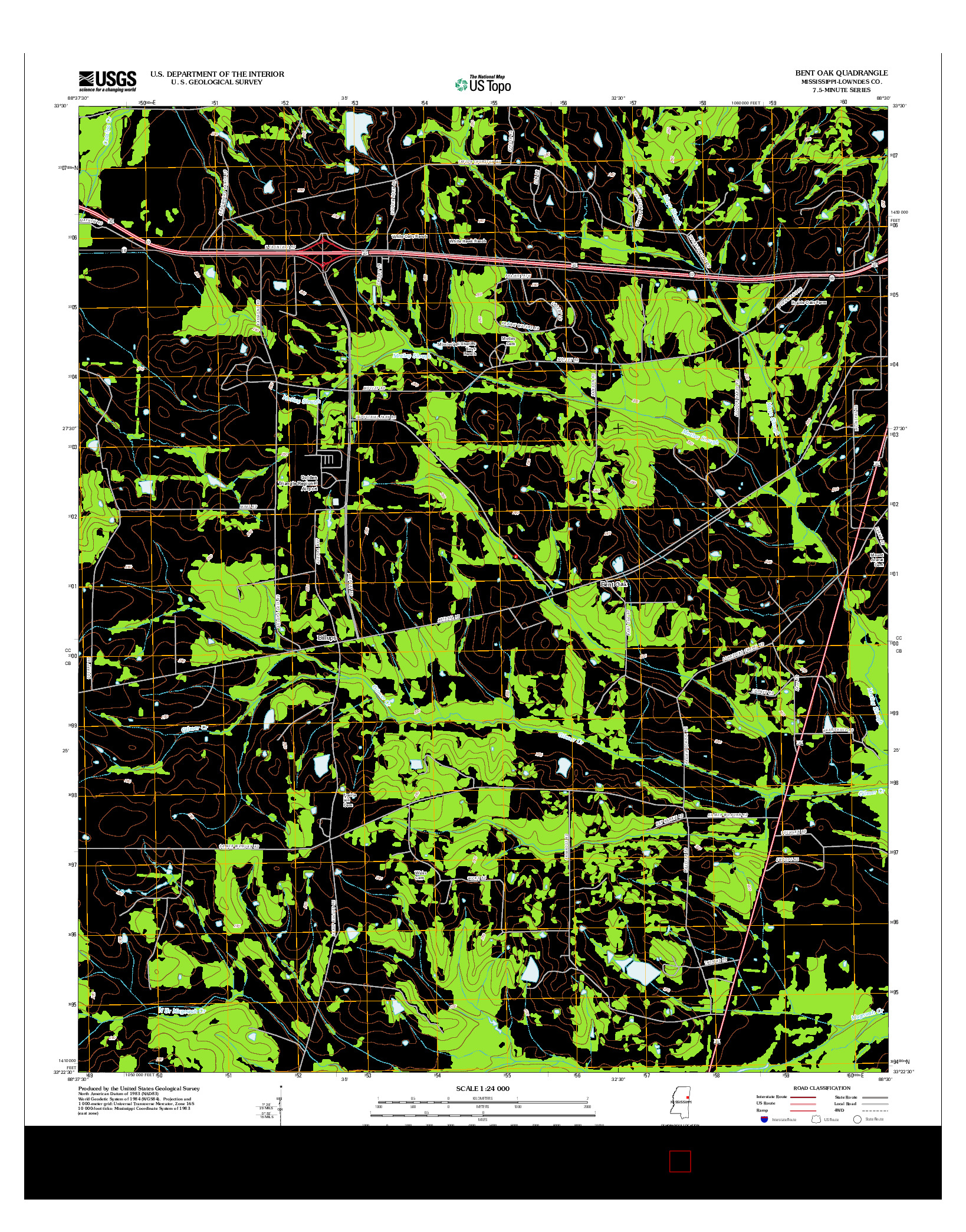 USGS US TOPO 7.5-MINUTE MAP FOR BENT OAK, MS 2012