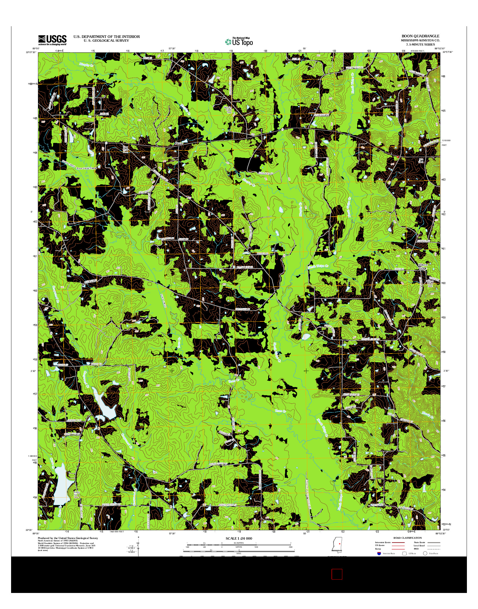 USGS US TOPO 7.5-MINUTE MAP FOR BOON, MS 2012