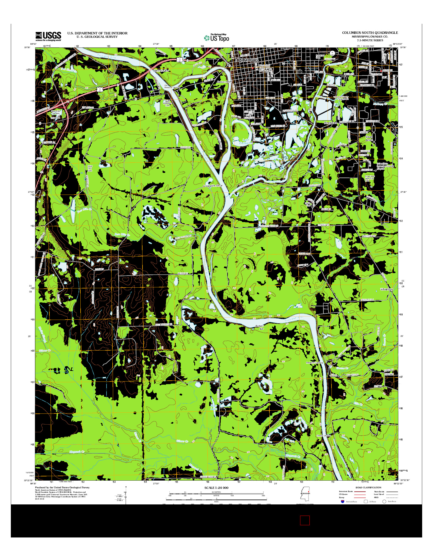 USGS US TOPO 7.5-MINUTE MAP FOR COLUMBUS SOUTH, MS 2012