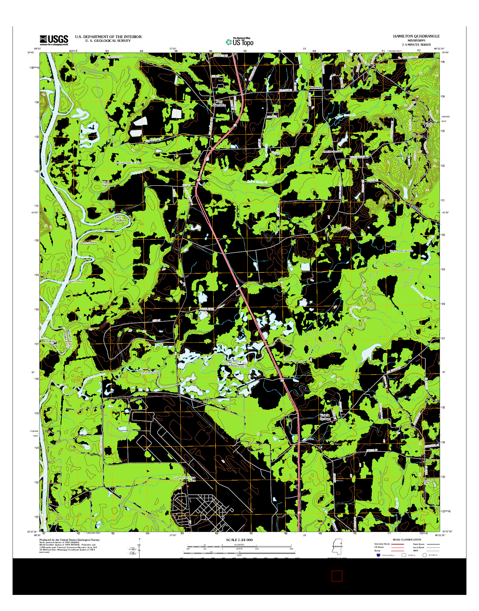 USGS US TOPO 7.5-MINUTE MAP FOR HAMILTON, MS 2012