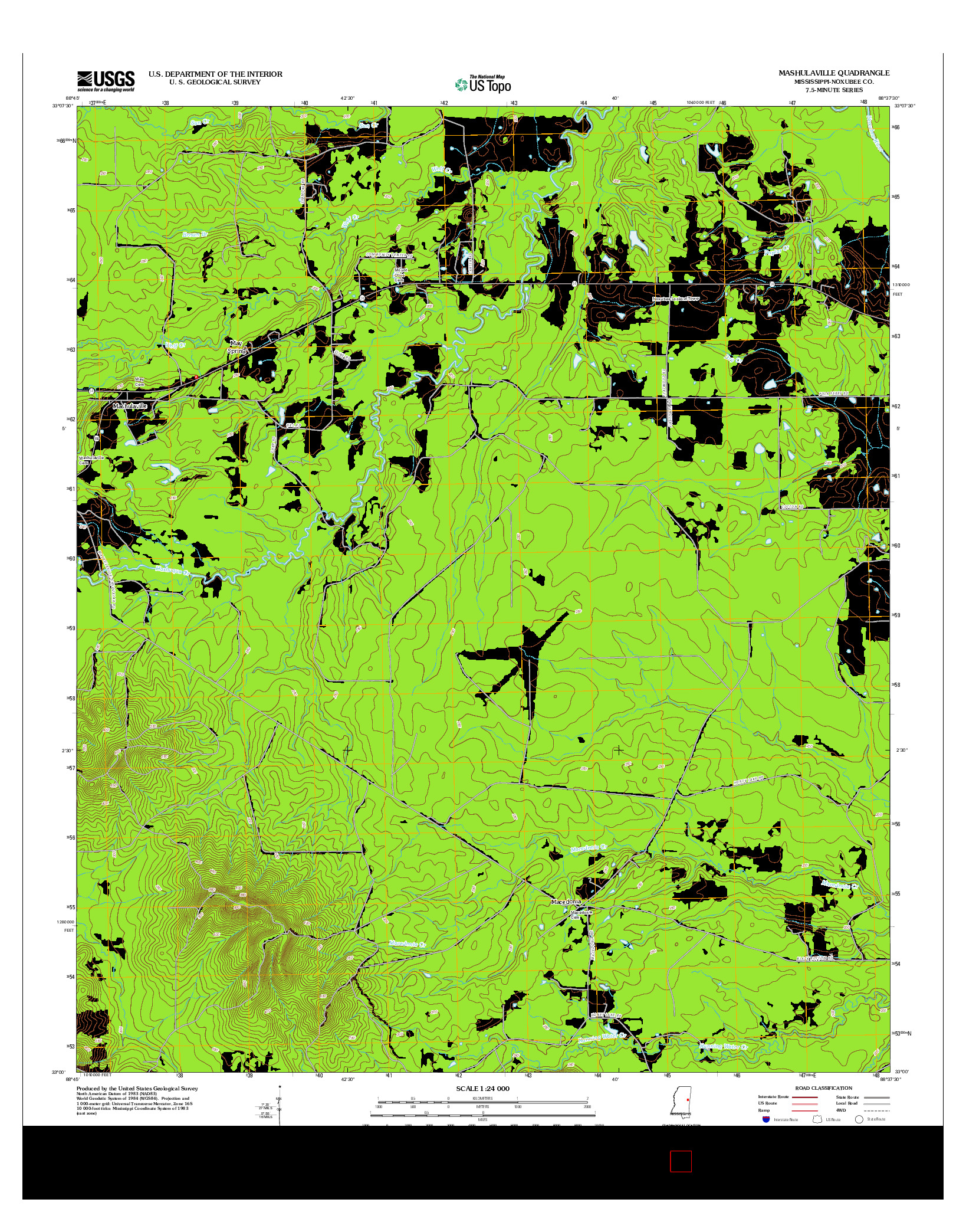 USGS US TOPO 7.5-MINUTE MAP FOR MASHULAVILLE, MS 2012