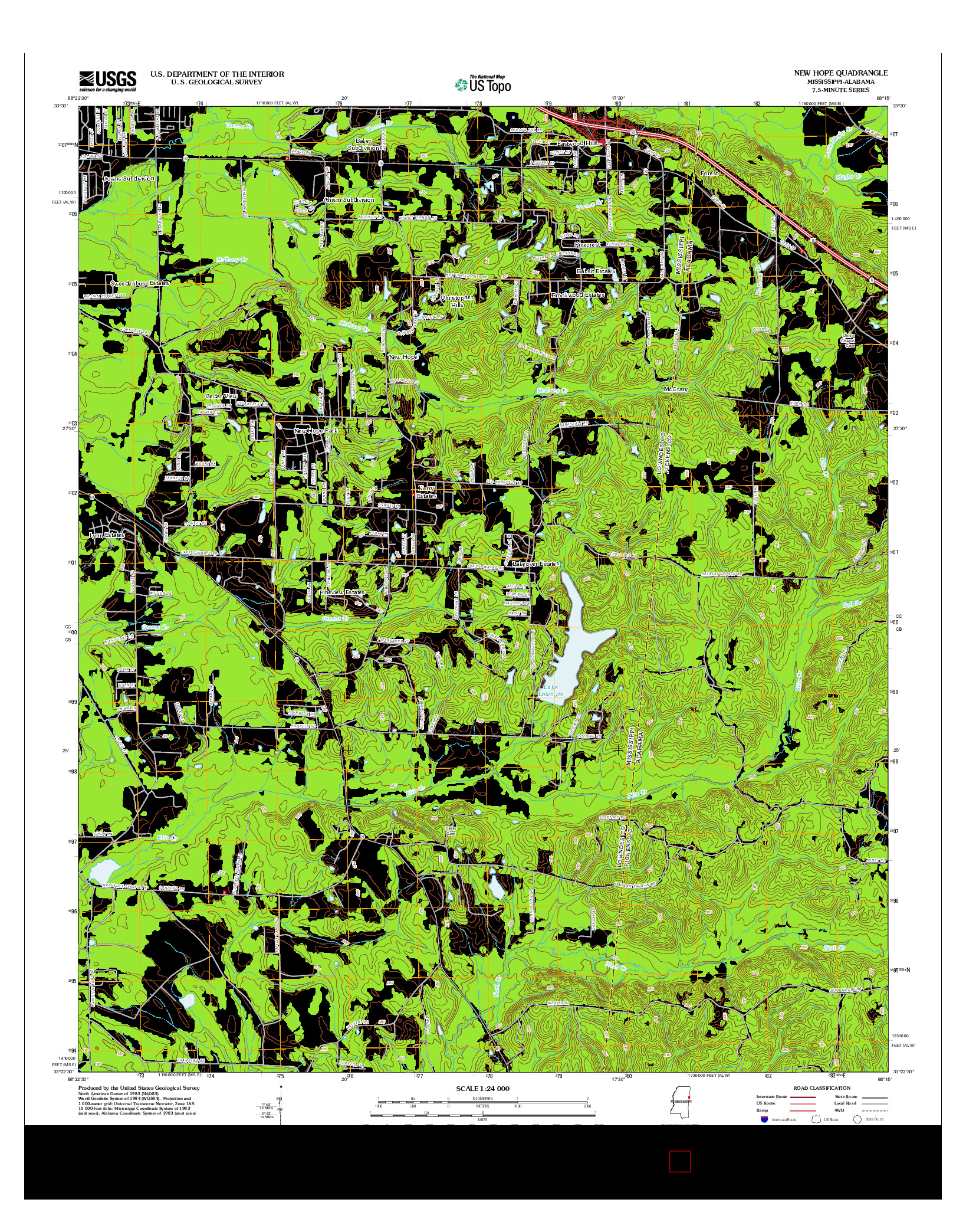 USGS US TOPO 7.5-MINUTE MAP FOR NEW HOPE, MS-AL 2012