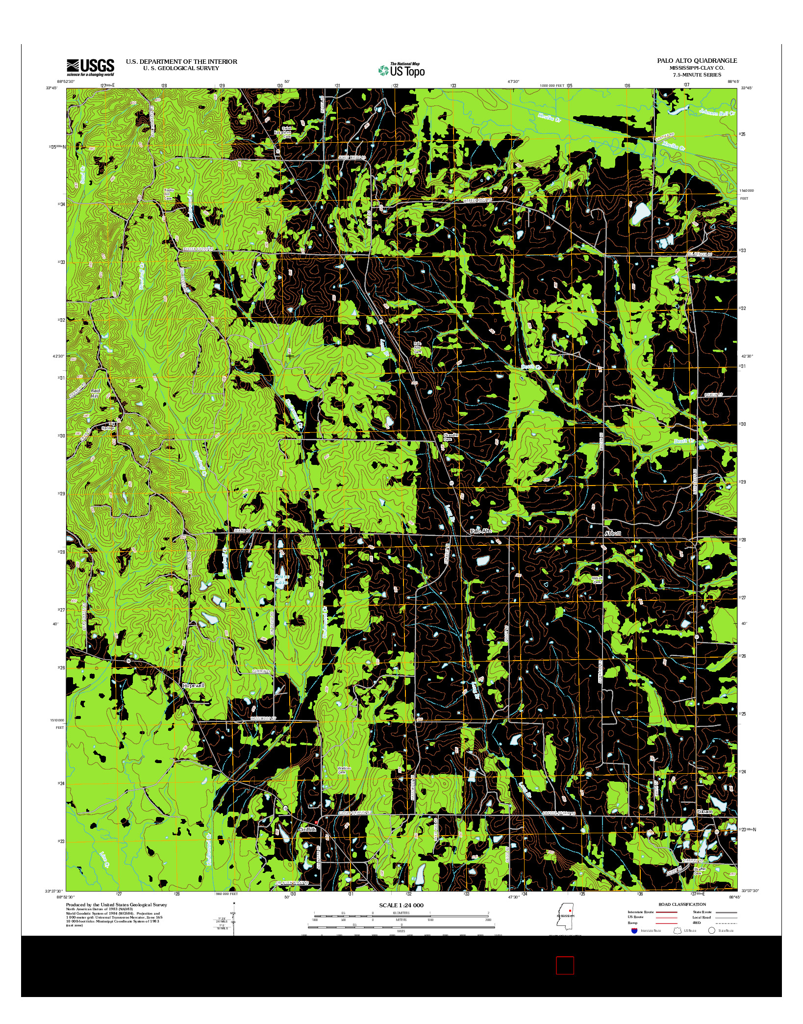 USGS US TOPO 7.5-MINUTE MAP FOR PALO ALTO, MS 2012