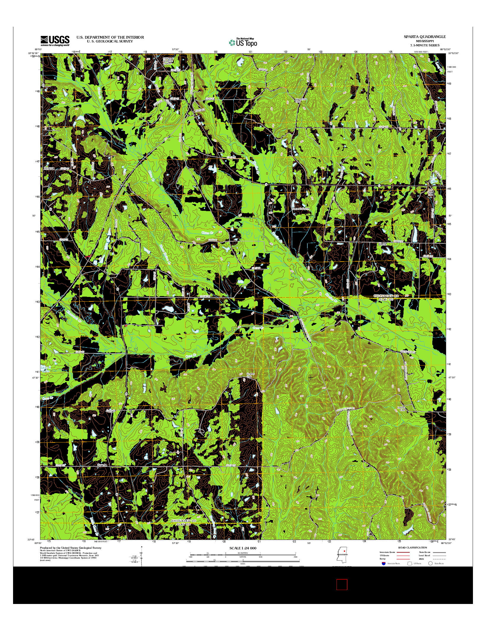 USGS US TOPO 7.5-MINUTE MAP FOR SPARTA, MS 2012