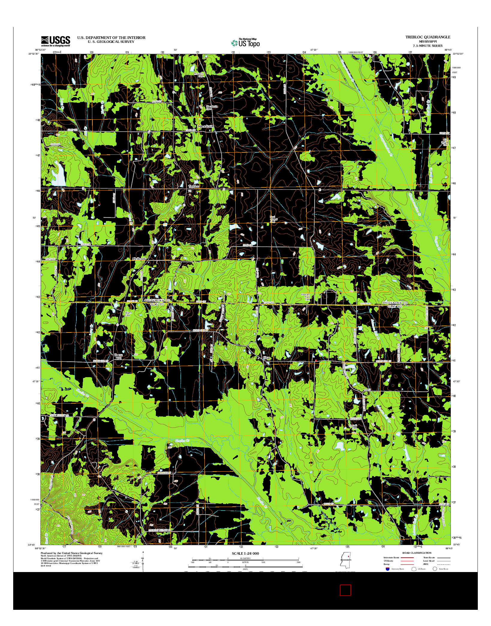 USGS US TOPO 7.5-MINUTE MAP FOR TREBLOC, MS 2012
