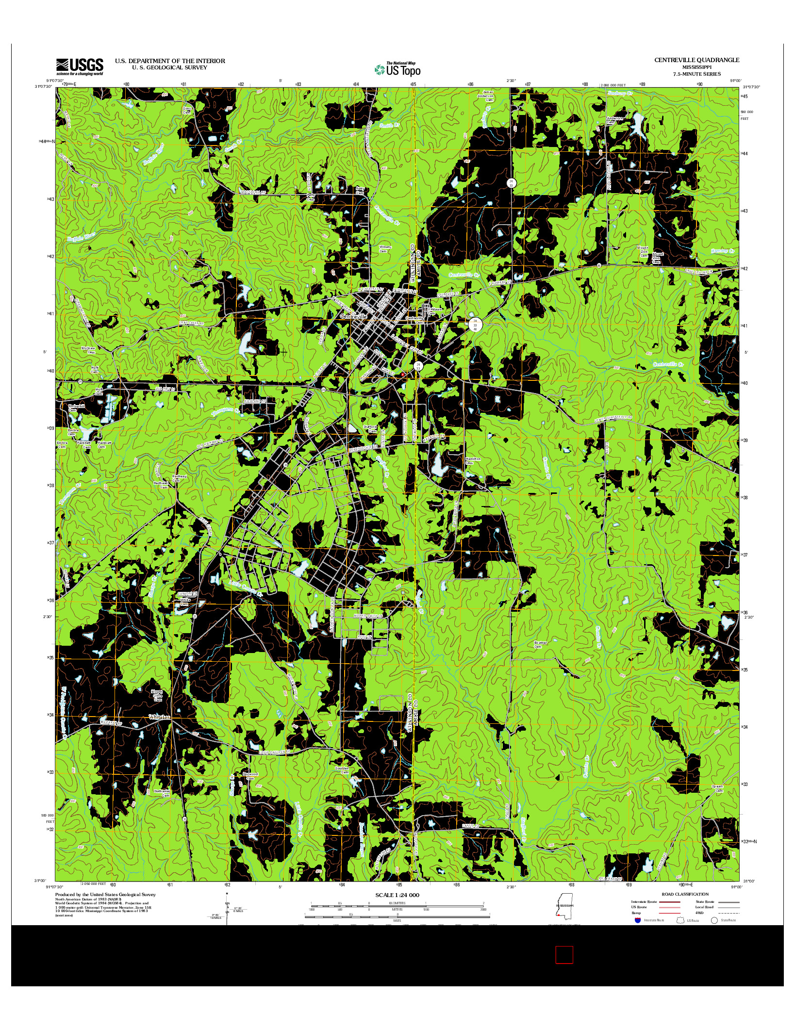 USGS US TOPO 7.5-MINUTE MAP FOR CENTREVILLE, MS 2012