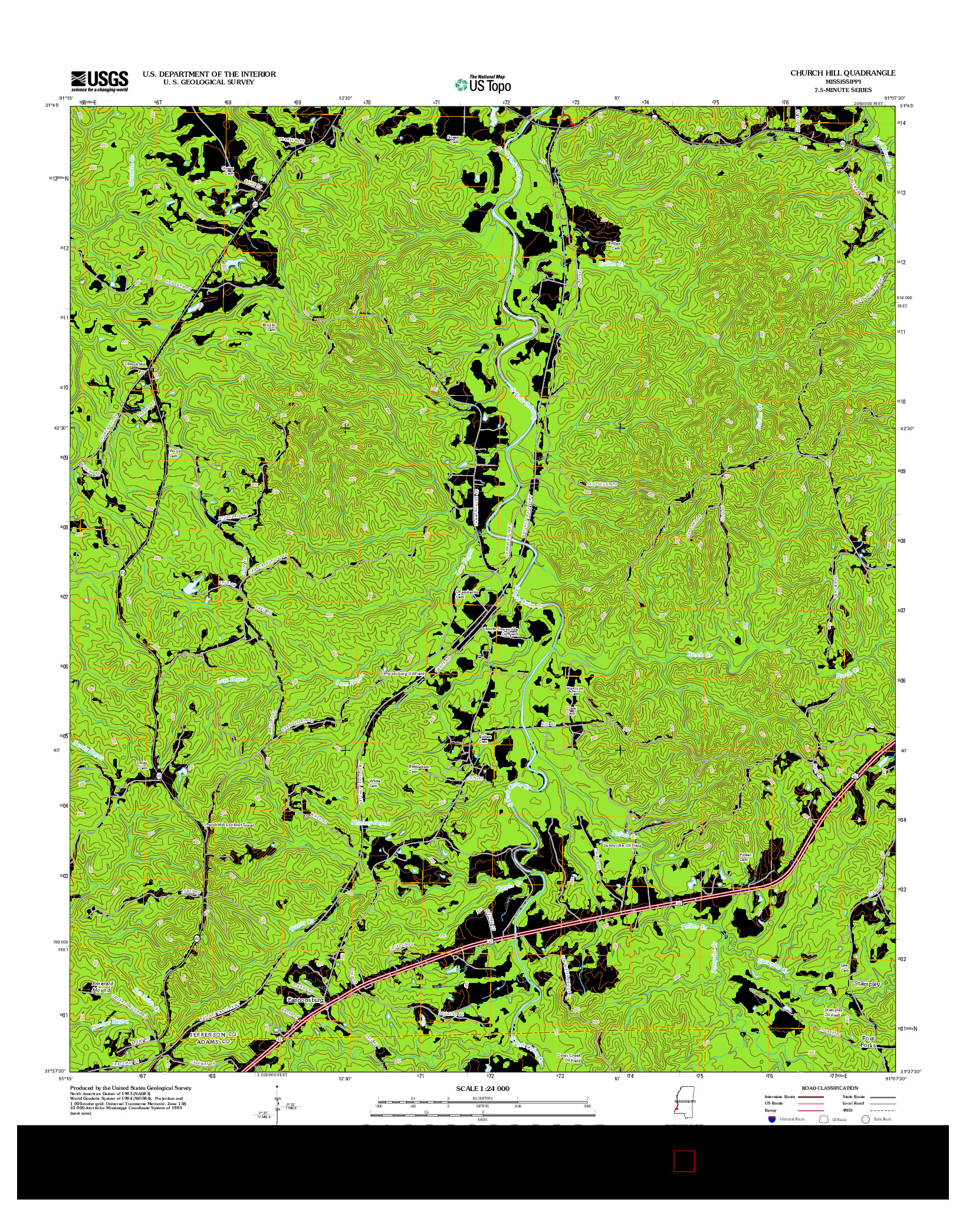 USGS US TOPO 7.5-MINUTE MAP FOR CHURCH HILL, MS 2012