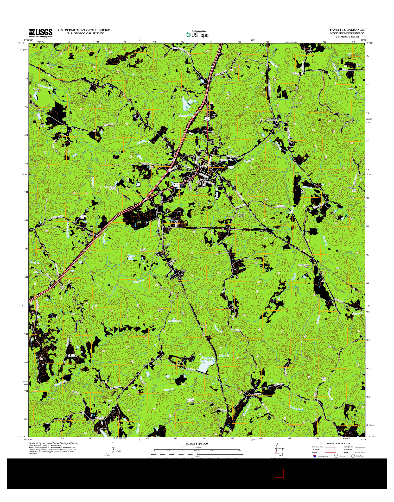 USGS US TOPO 7.5-MINUTE MAP FOR FAYETTE, MS 2012