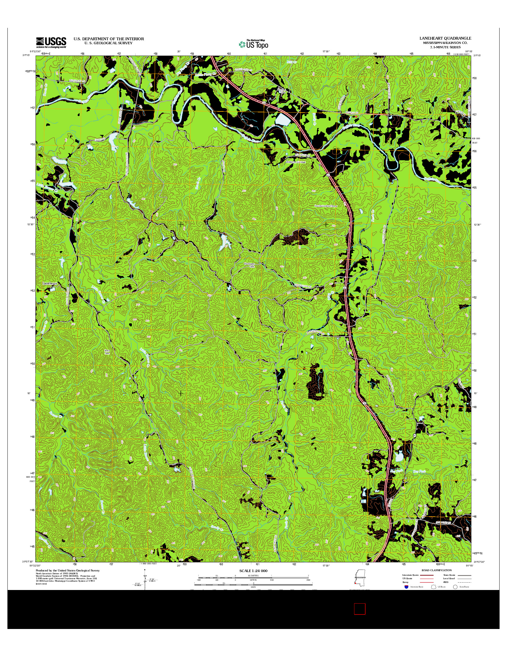 USGS US TOPO 7.5-MINUTE MAP FOR LANEHEART, MS 2012