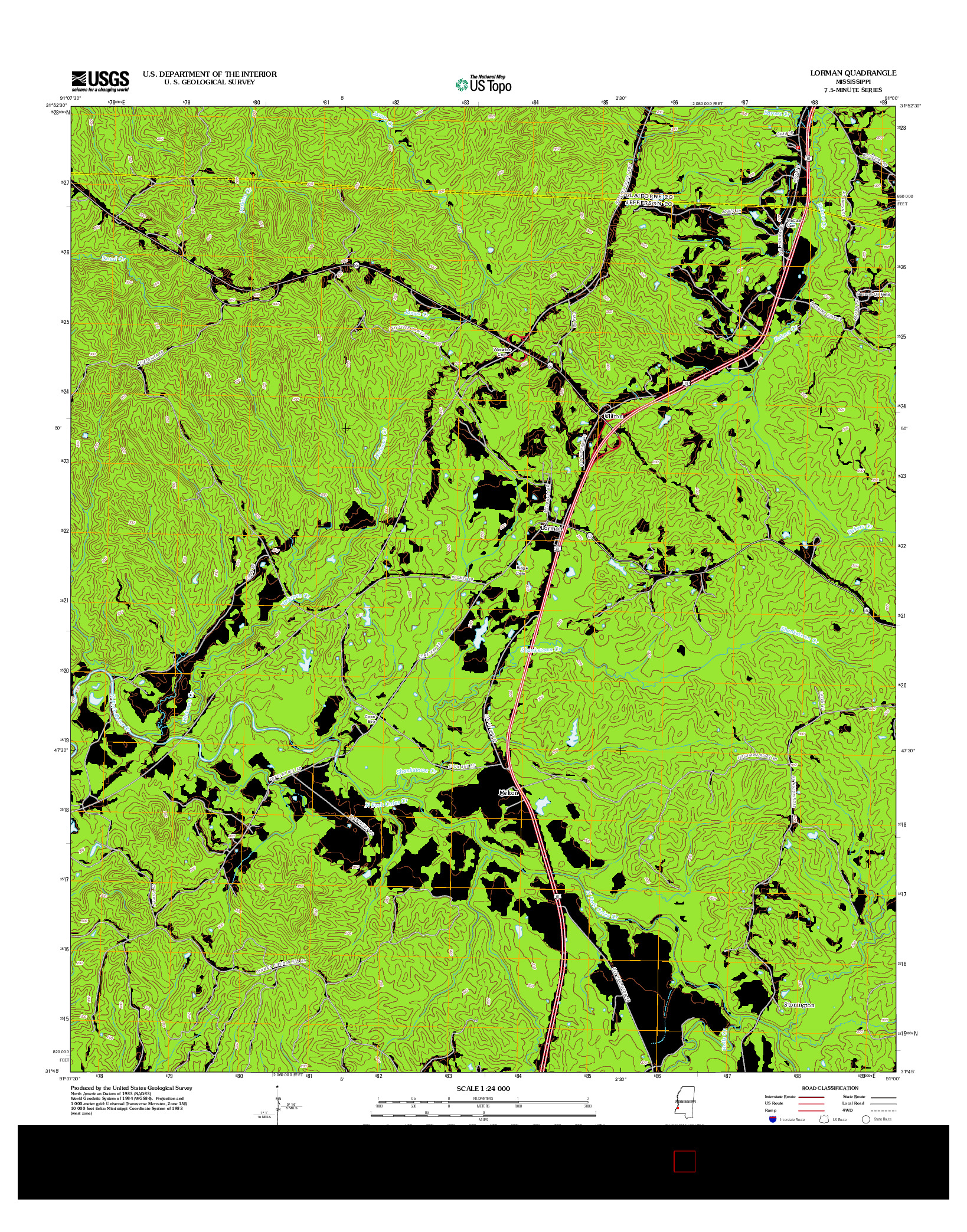USGS US TOPO 7.5-MINUTE MAP FOR LORMAN, MS 2012