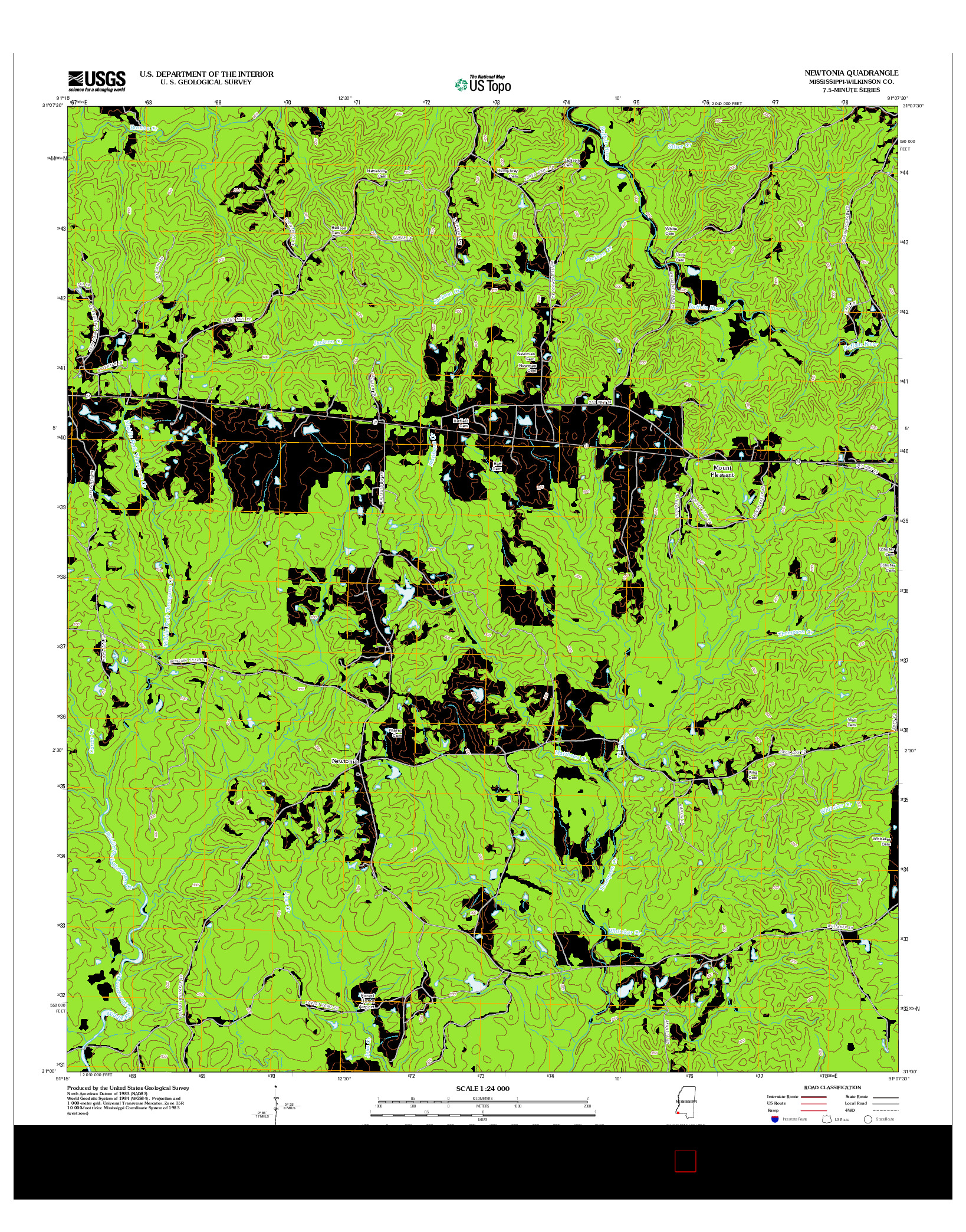 USGS US TOPO 7.5-MINUTE MAP FOR NEWTONIA, MS 2012