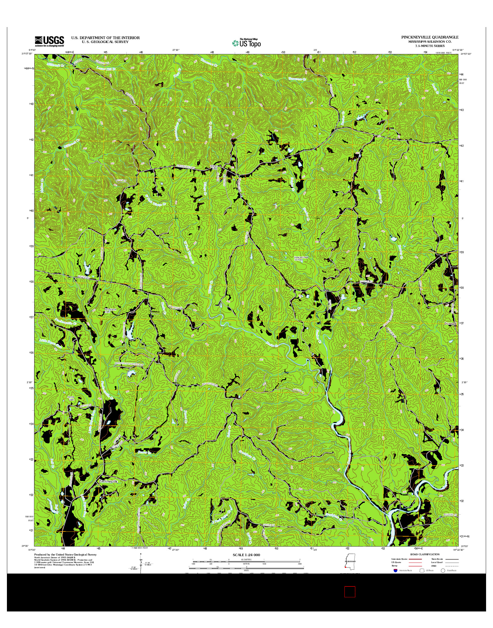 USGS US TOPO 7.5-MINUTE MAP FOR PINCKNEYVILLE, MS 2012