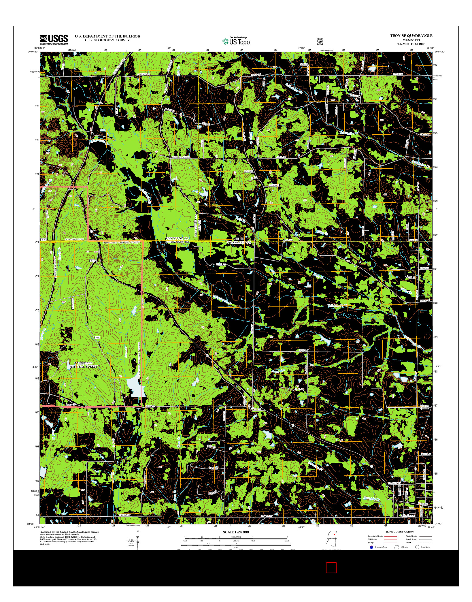 USGS US TOPO 7.5-MINUTE MAP FOR TROY SE, MS 2012