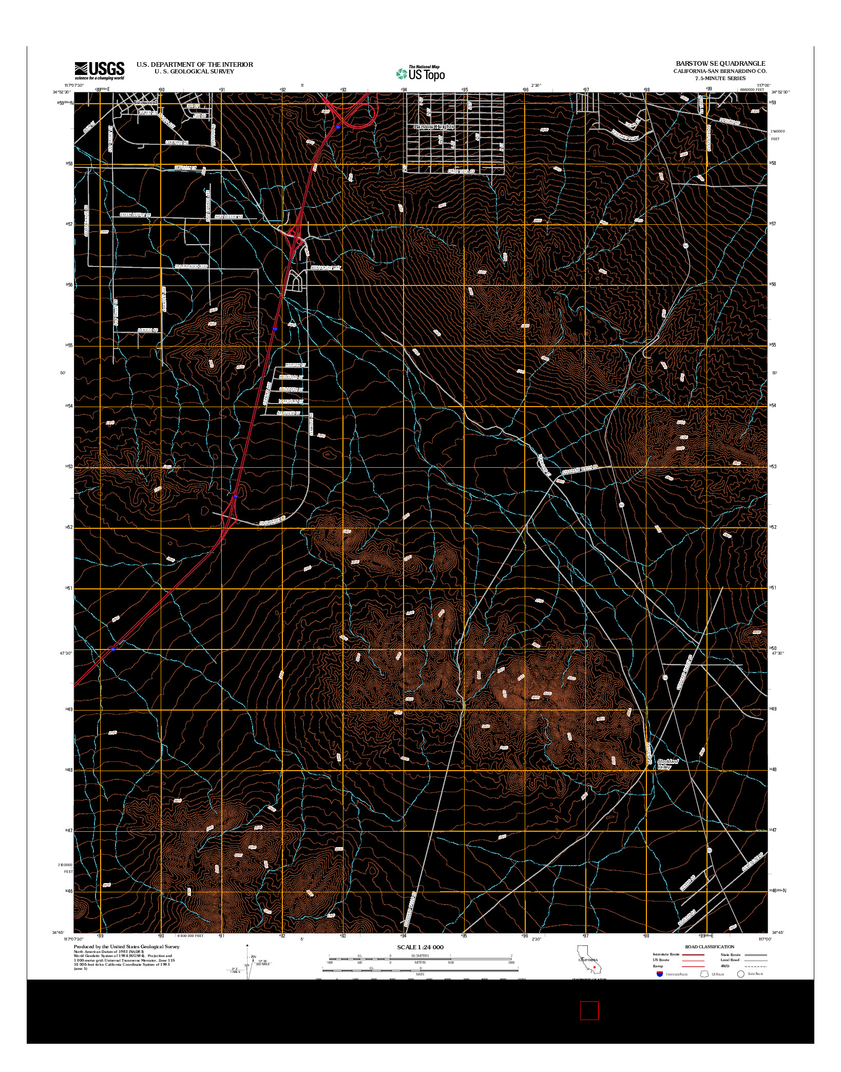 USGS US TOPO 7.5-MINUTE MAP FOR BARSTOW SE, CA 2012