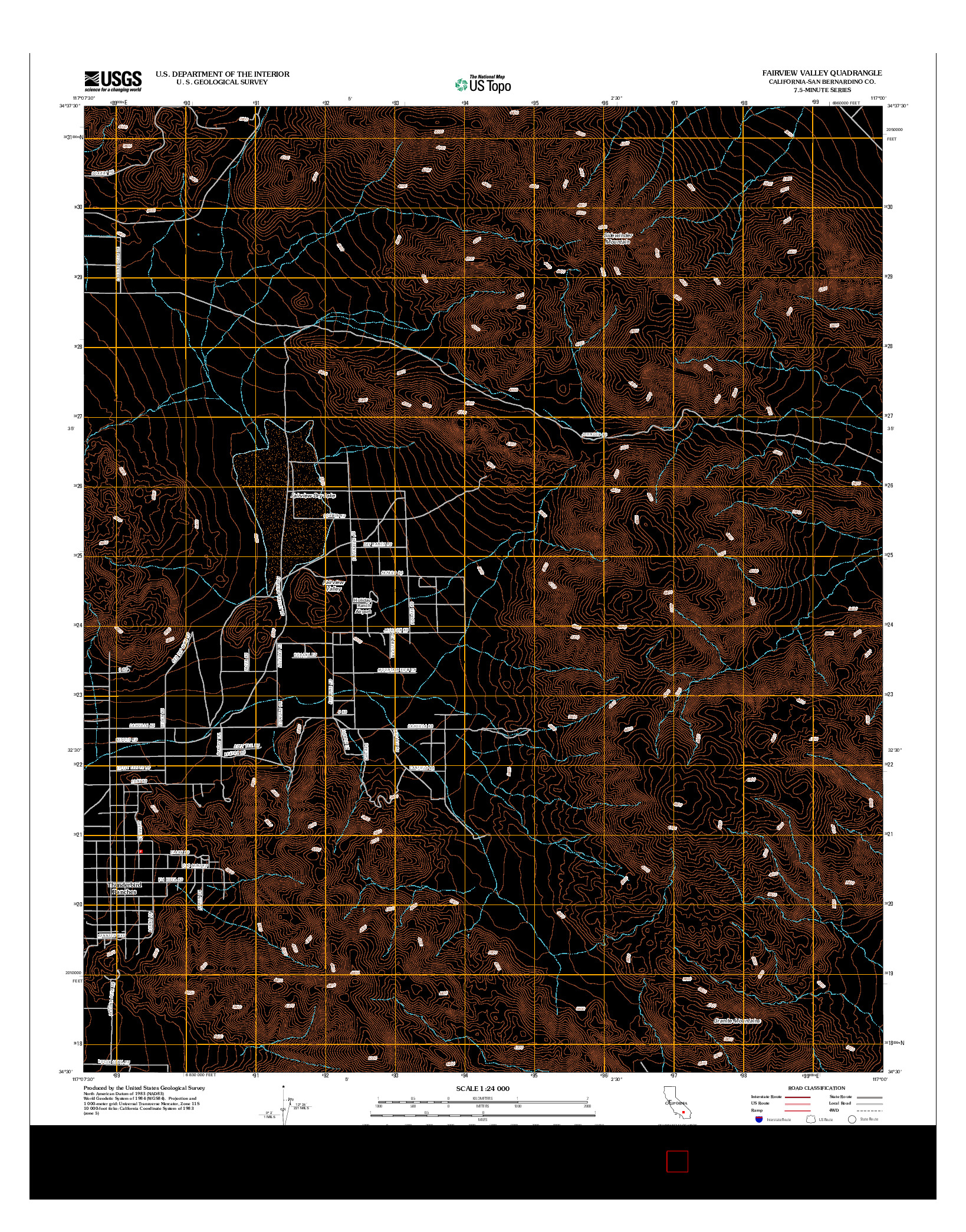 USGS US TOPO 7.5-MINUTE MAP FOR FAIRVIEW VALLEY, CA 2012