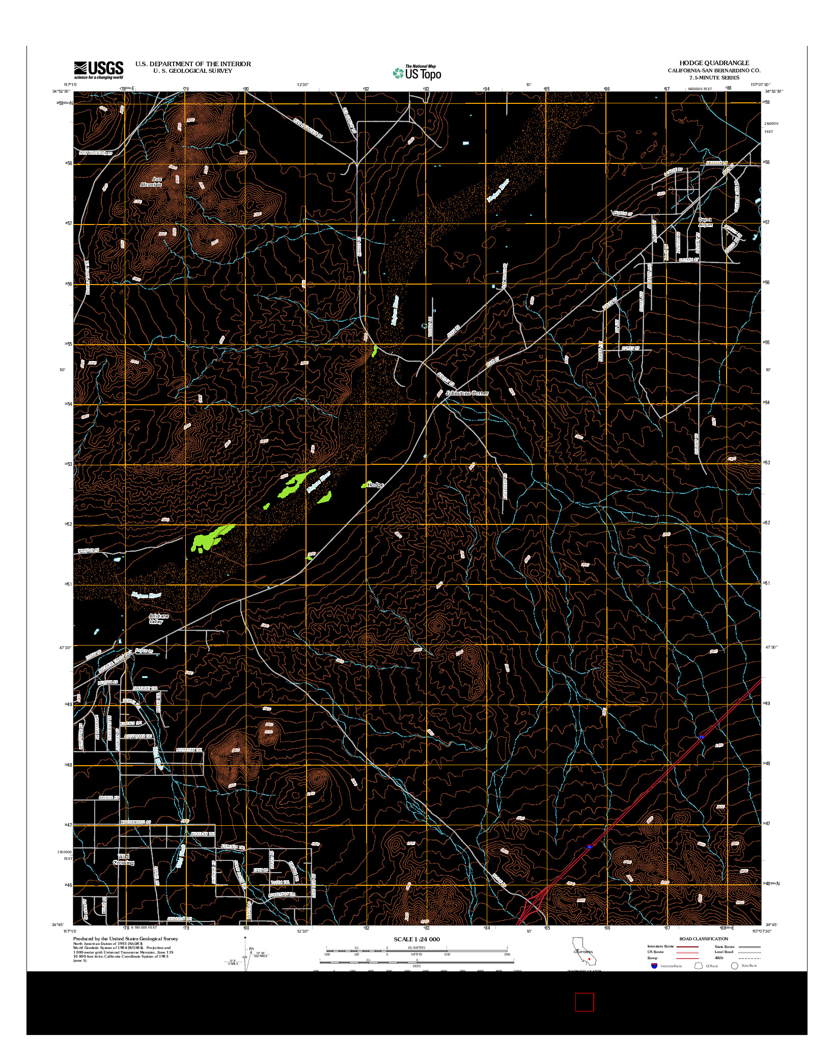 USGS US TOPO 7.5-MINUTE MAP FOR HODGE, CA 2012