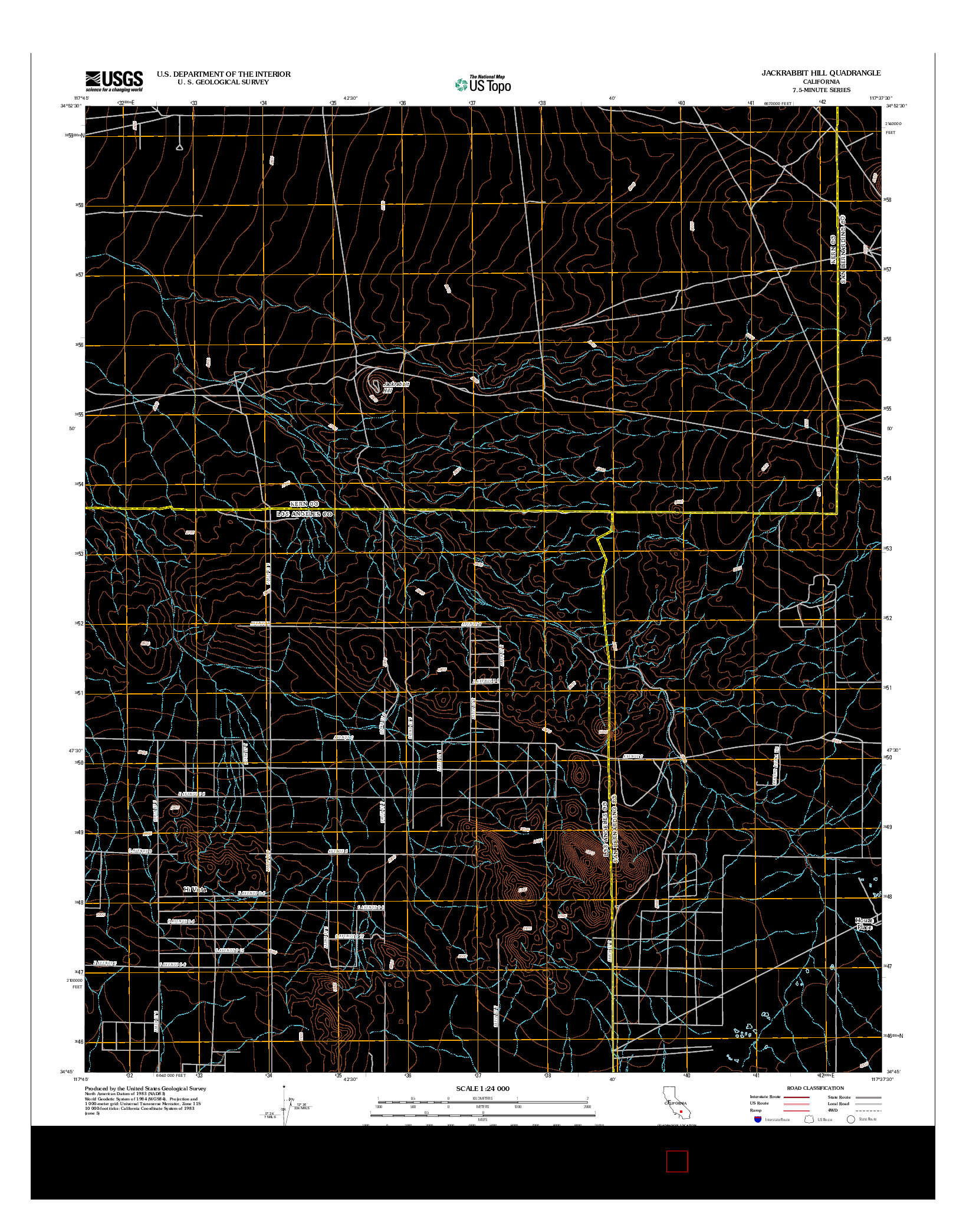 USGS US TOPO 7.5-MINUTE MAP FOR JACKRABBIT HILL, CA 2012