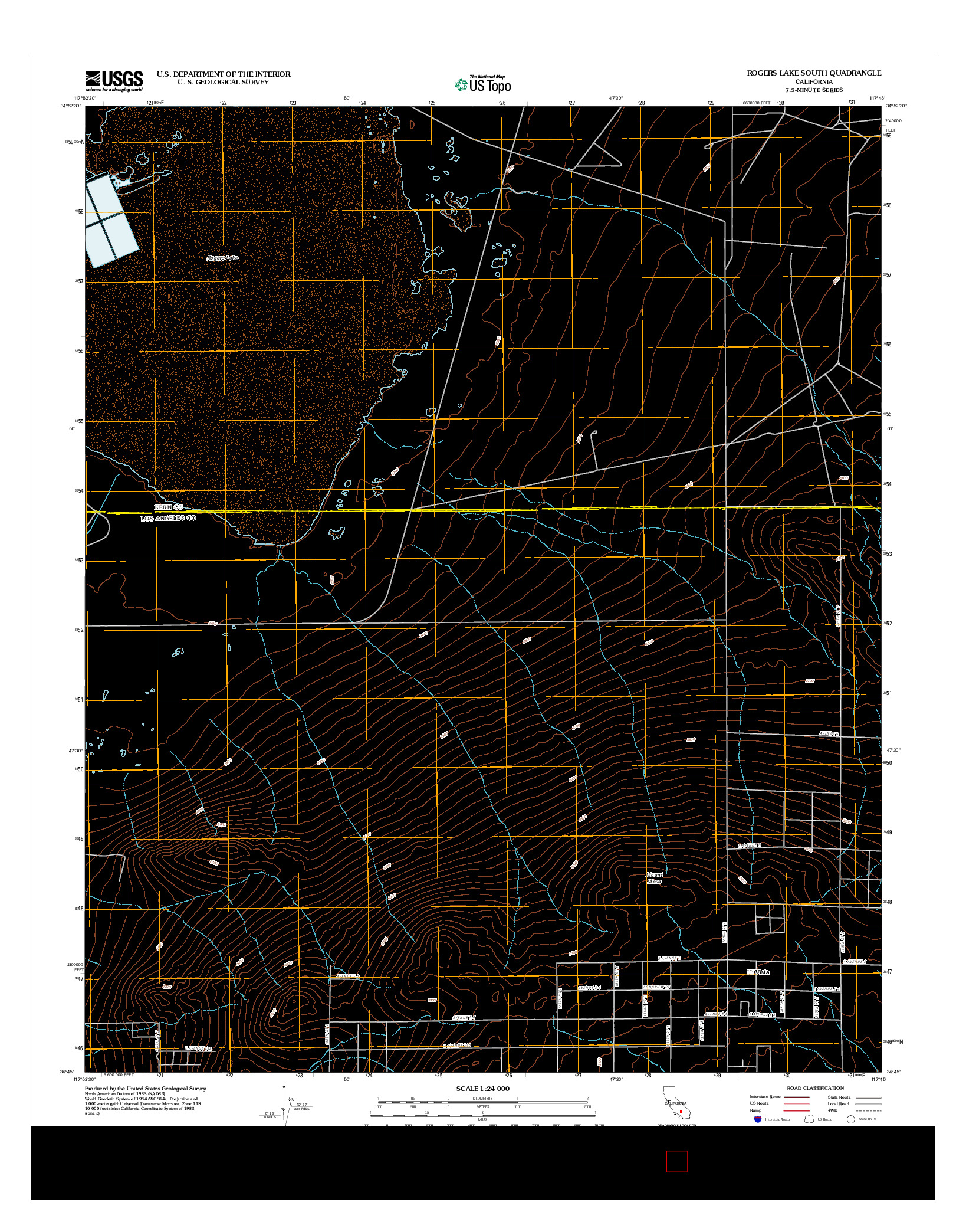 USGS US TOPO 7.5-MINUTE MAP FOR ROGERS LAKE SOUTH, CA 2012