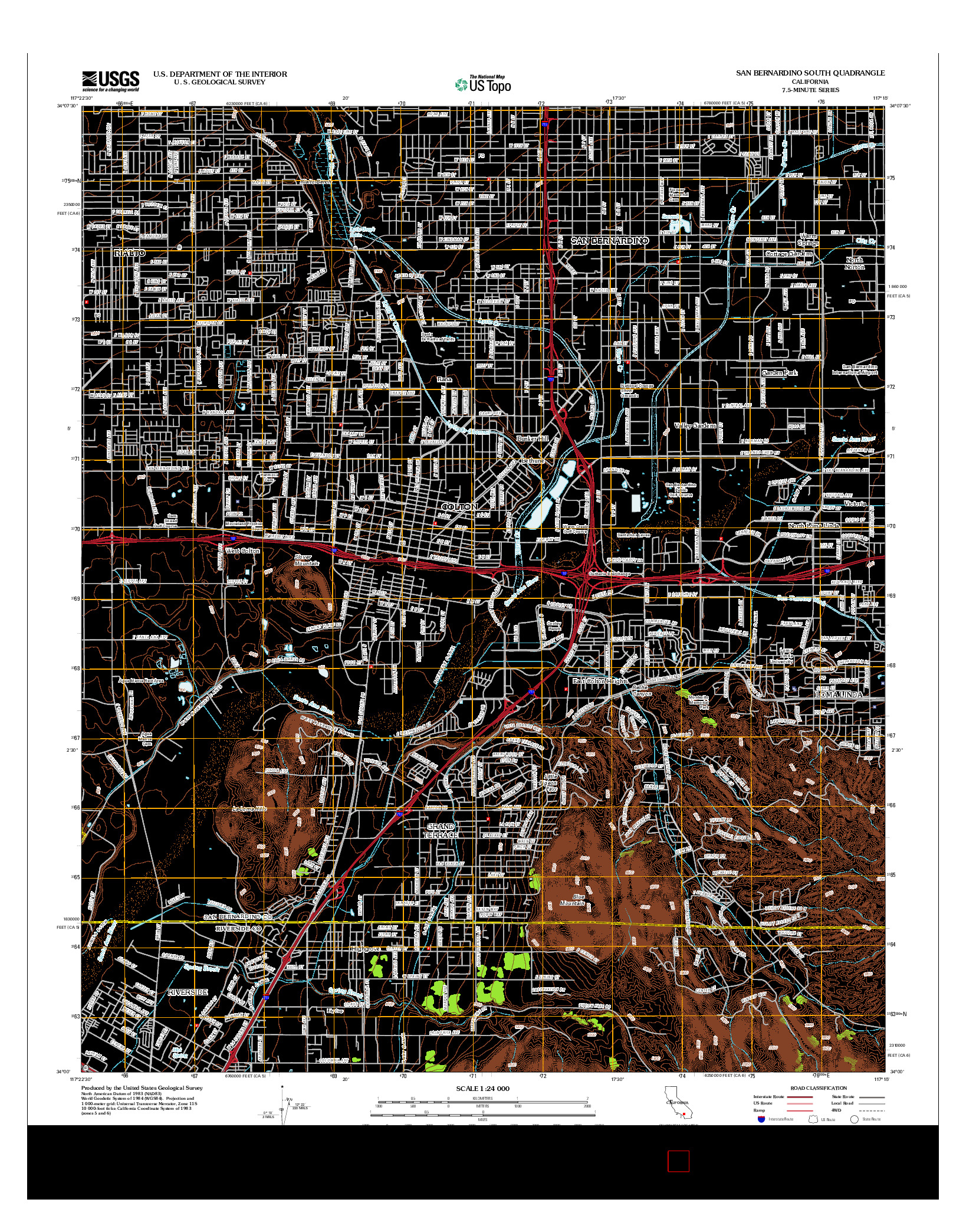 USGS US TOPO 7.5-MINUTE MAP FOR SAN BERNARDINO SOUTH, CA 2012