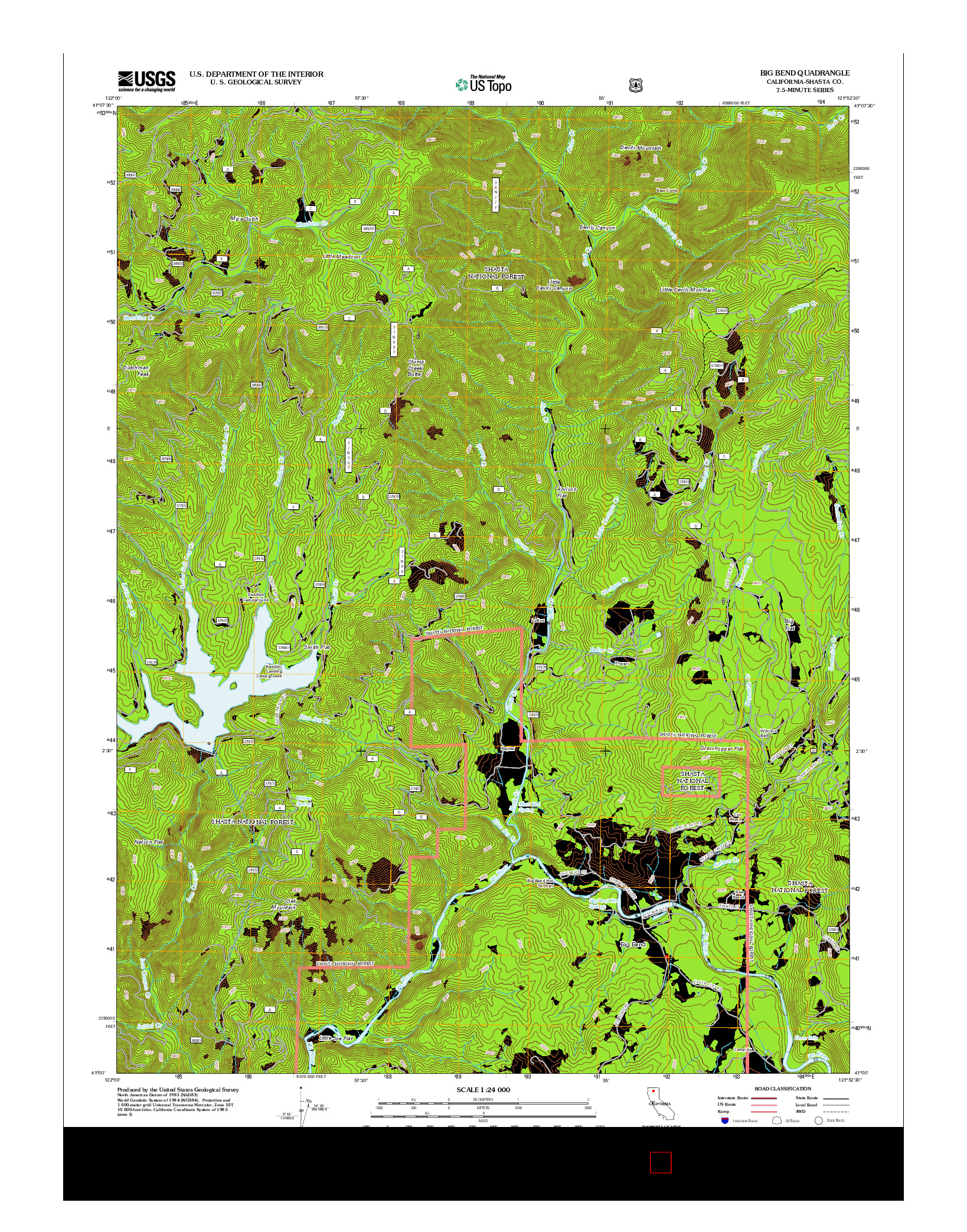 USGS US TOPO 7.5-MINUTE MAP FOR BIG BEND, CA 2012