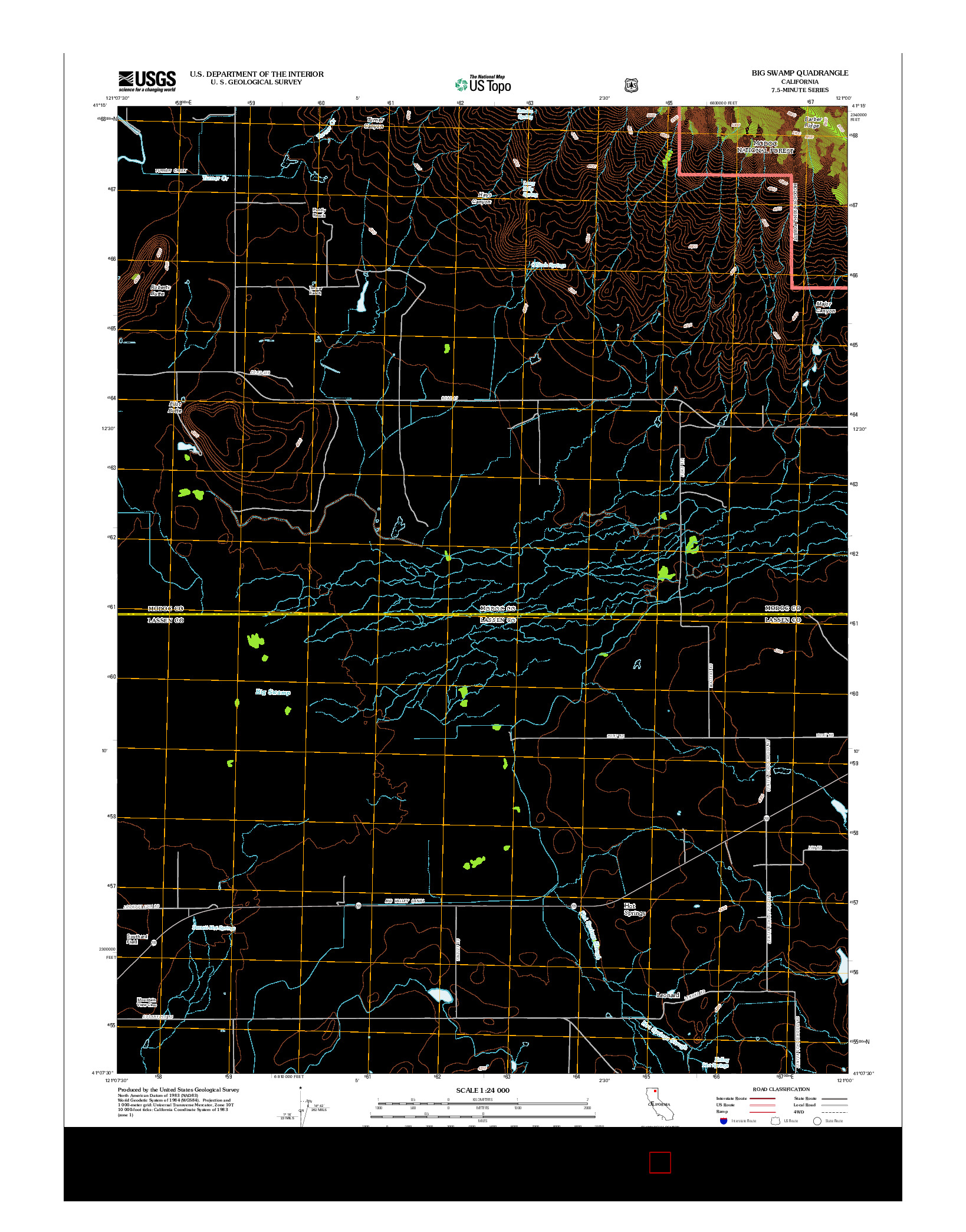 USGS US TOPO 7.5-MINUTE MAP FOR BIG SWAMP, CA 2012