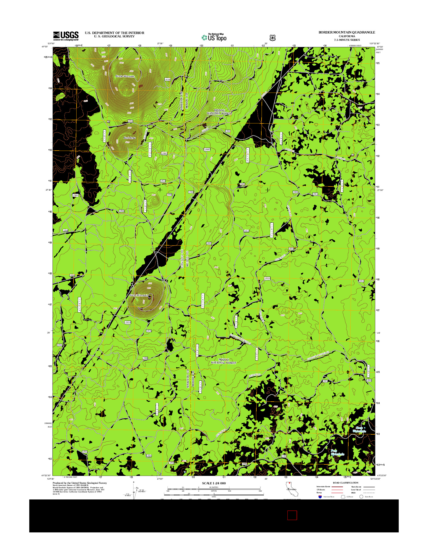 USGS US TOPO 7.5-MINUTE MAP FOR BORDER MOUNTAIN, CA 2012