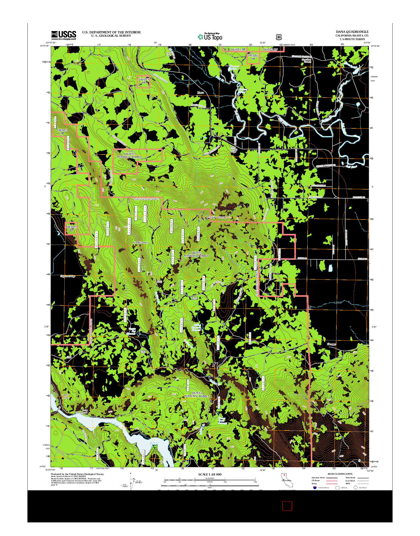 USGS US TOPO 7.5-MINUTE MAP FOR DANA, CA 2012