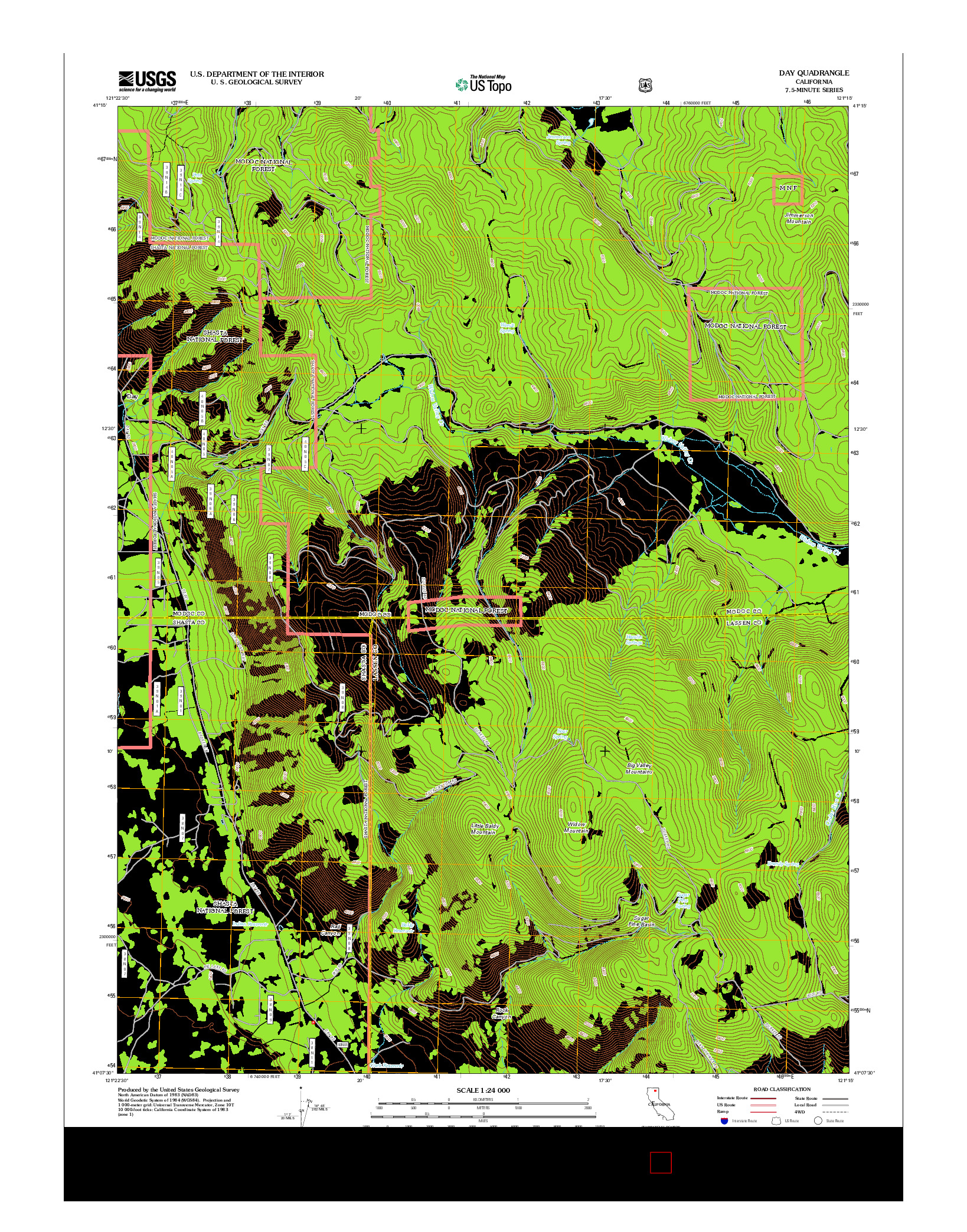 USGS US TOPO 7.5-MINUTE MAP FOR DAY, CA 2012