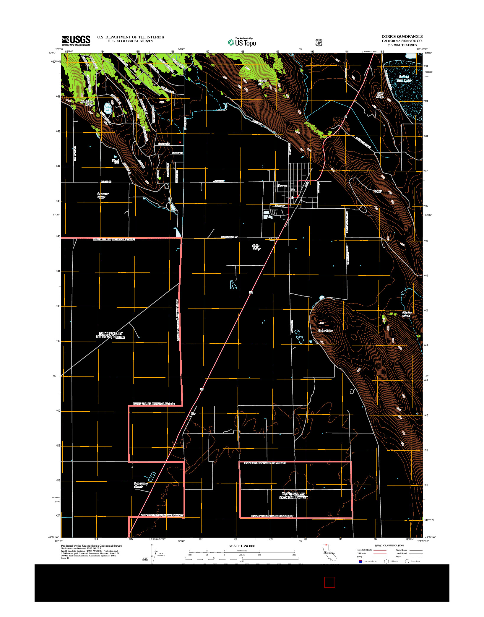 USGS US TOPO 7.5-MINUTE MAP FOR DORRIS, CA 2012