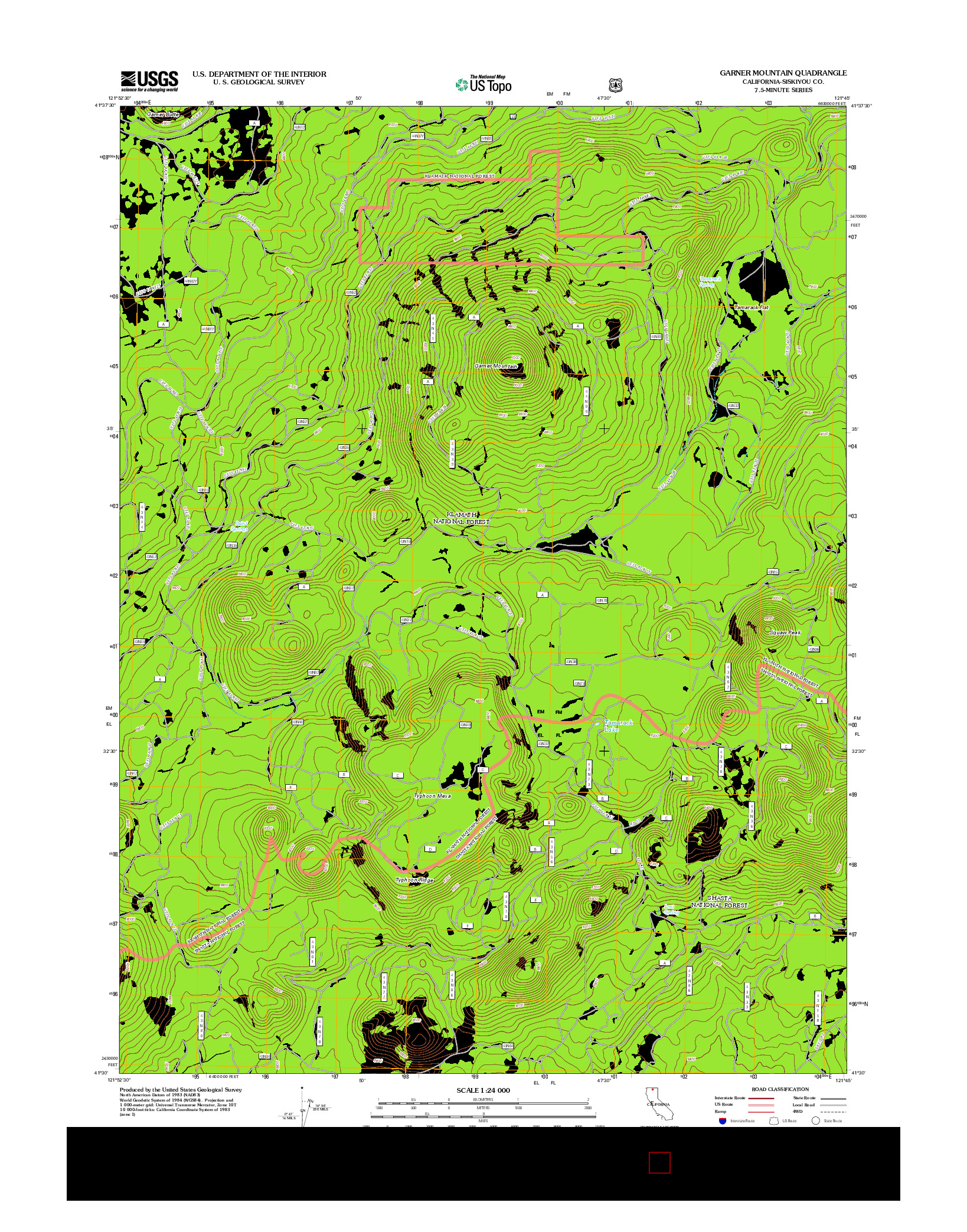 USGS US TOPO 7.5-MINUTE MAP FOR GARNER MOUNTAIN, CA 2012