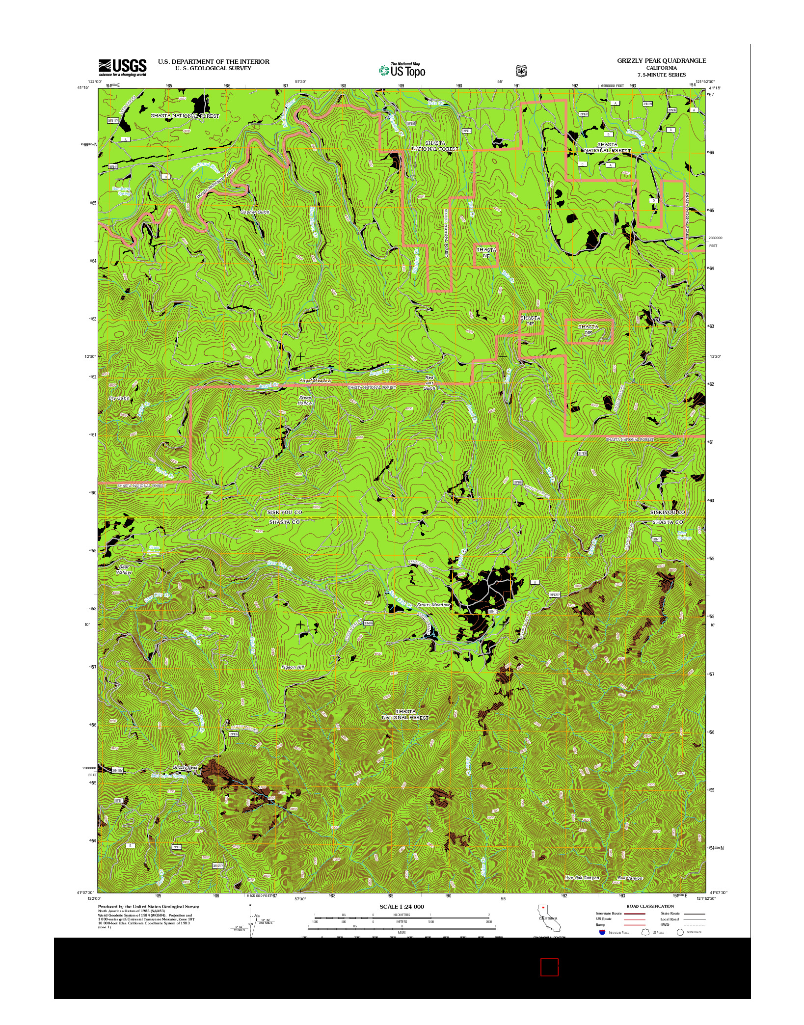 USGS US TOPO 7.5-MINUTE MAP FOR GRIZZLY PEAK, CA 2012