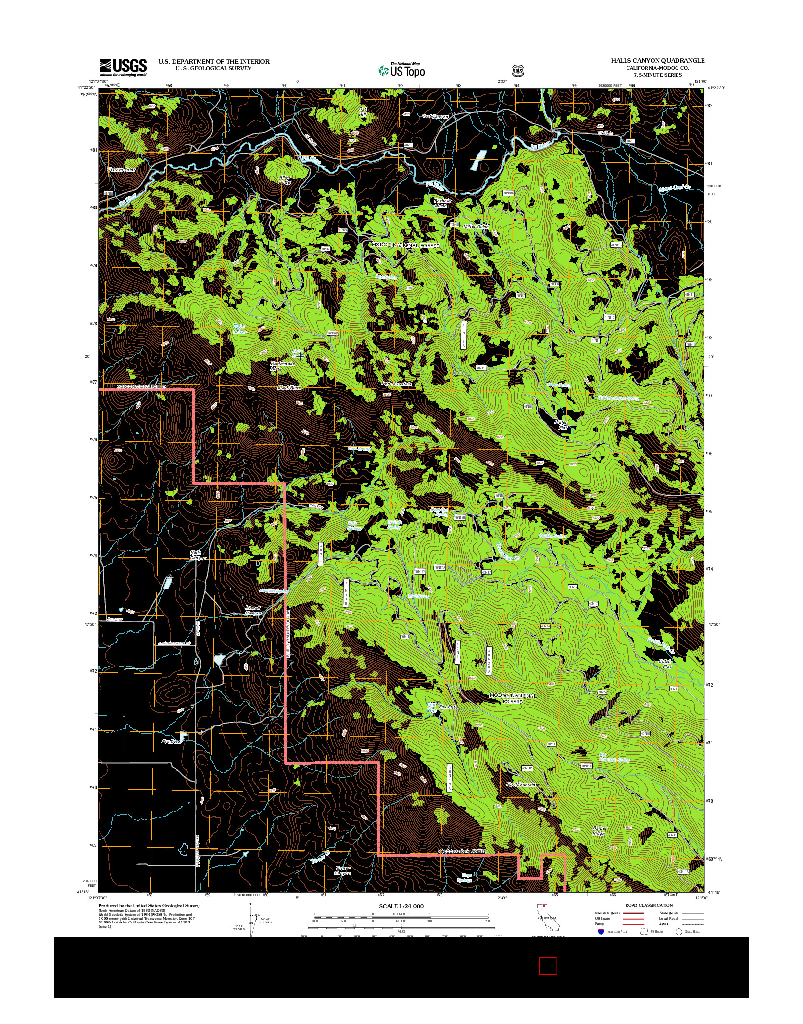 USGS US TOPO 7.5-MINUTE MAP FOR HALLS CANYON, CA 2012