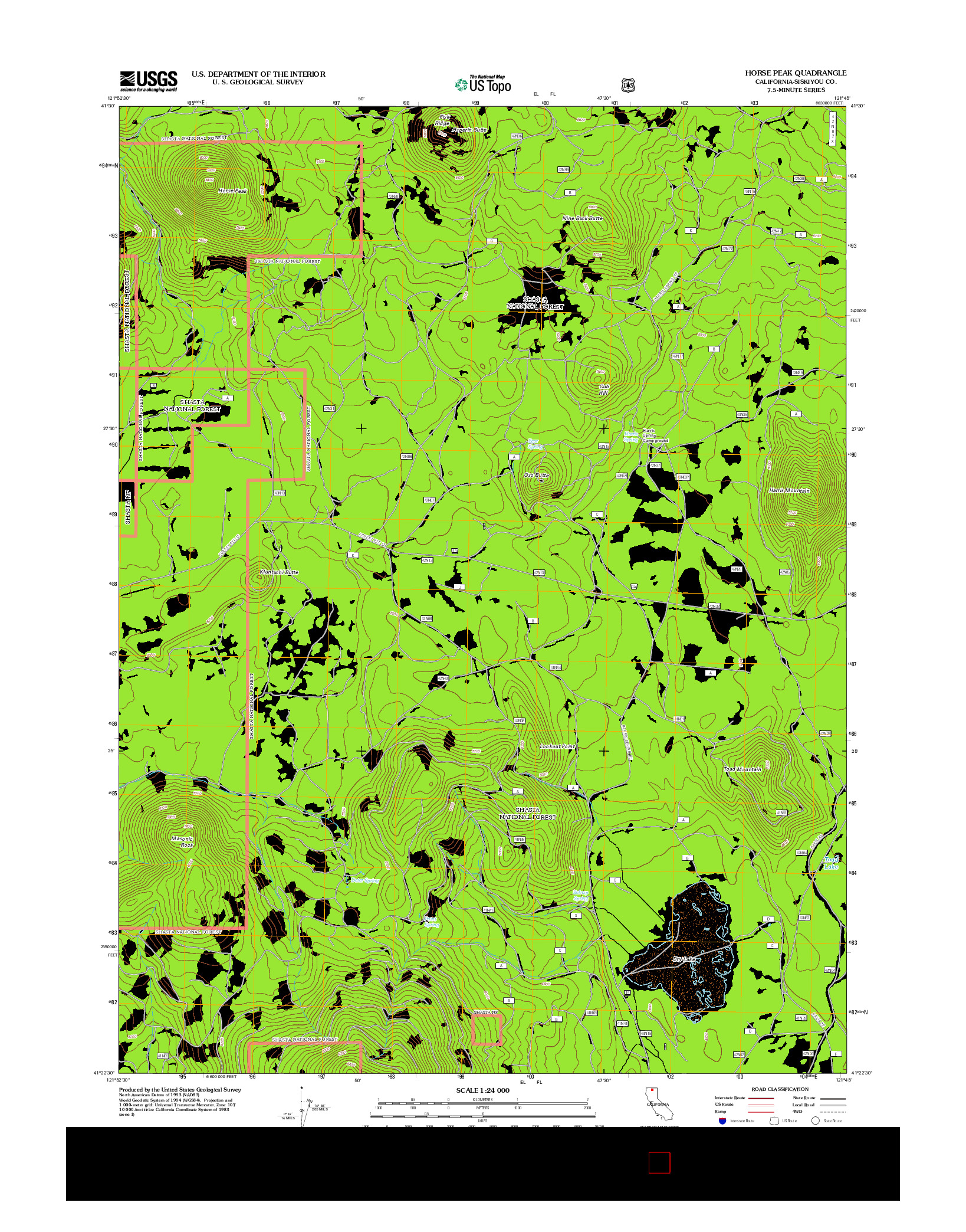 USGS US TOPO 7.5-MINUTE MAP FOR HORSE PEAK, CA 2012