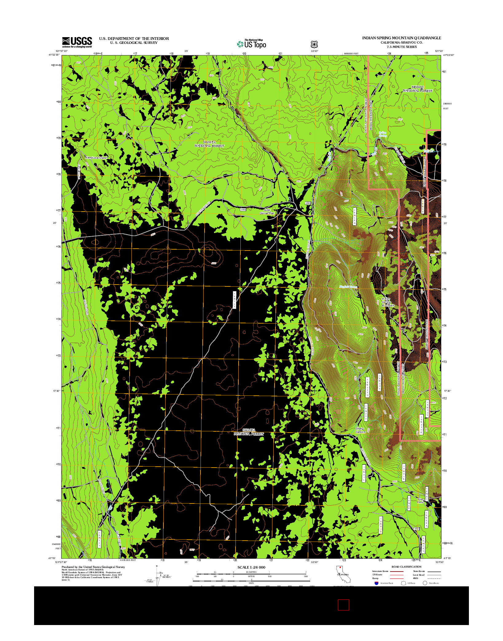 USGS US TOPO 7.5-MINUTE MAP FOR INDIAN SPRING MOUNTAIN, CA 2012