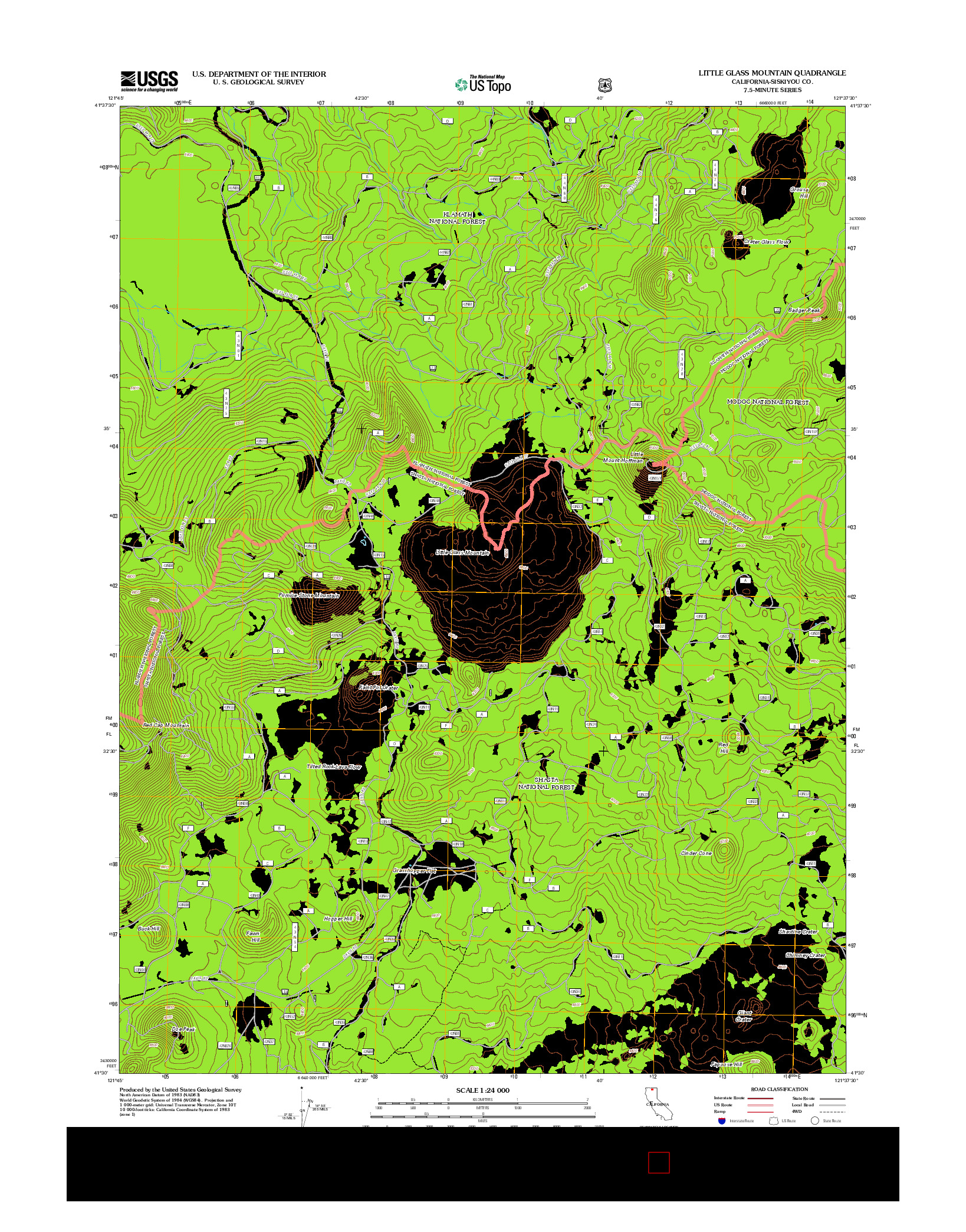 USGS US TOPO 7.5-MINUTE MAP FOR LITTLE GLASS MOUNTAIN, CA 2012