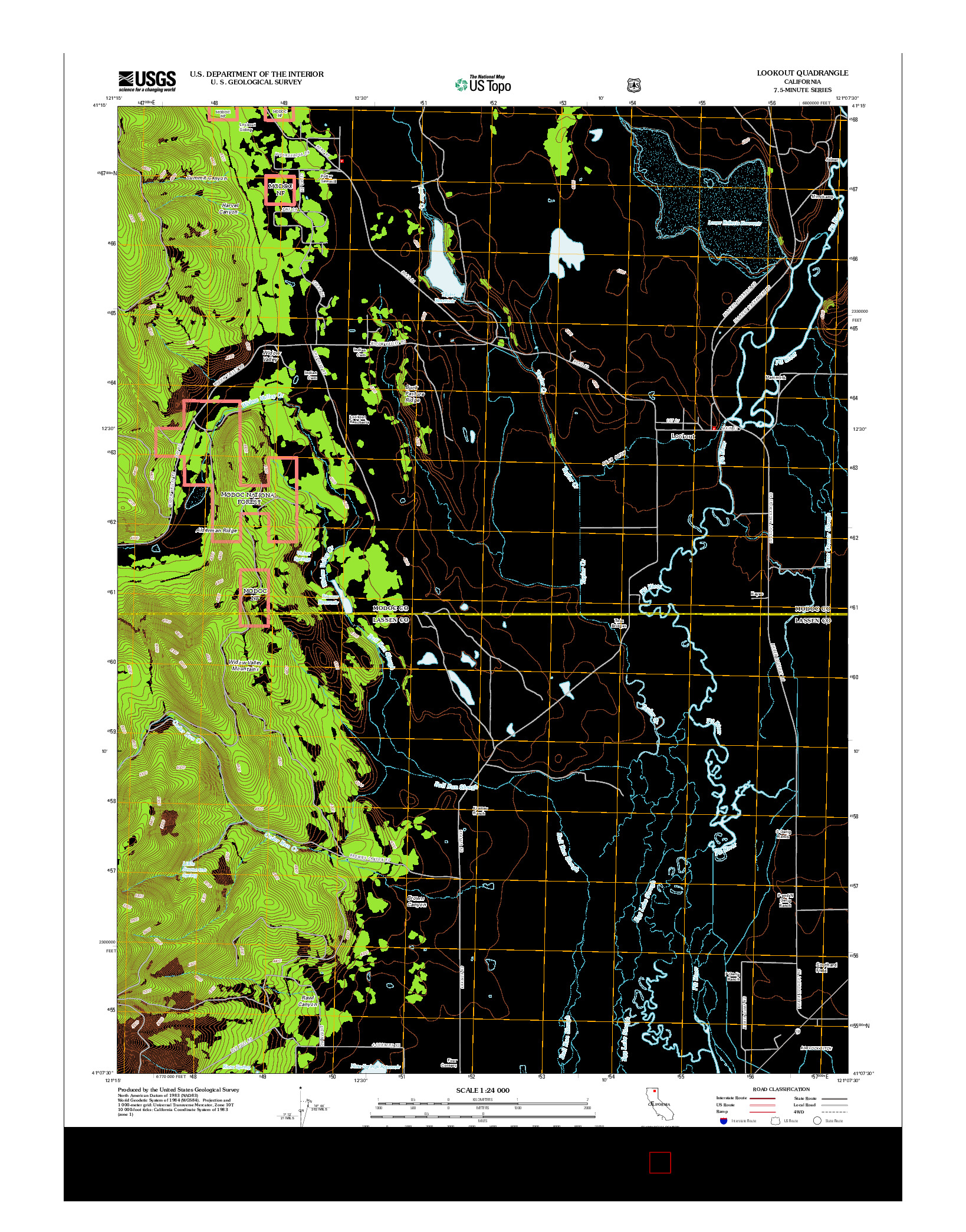 USGS US TOPO 7.5-MINUTE MAP FOR LOOKOUT, CA 2012