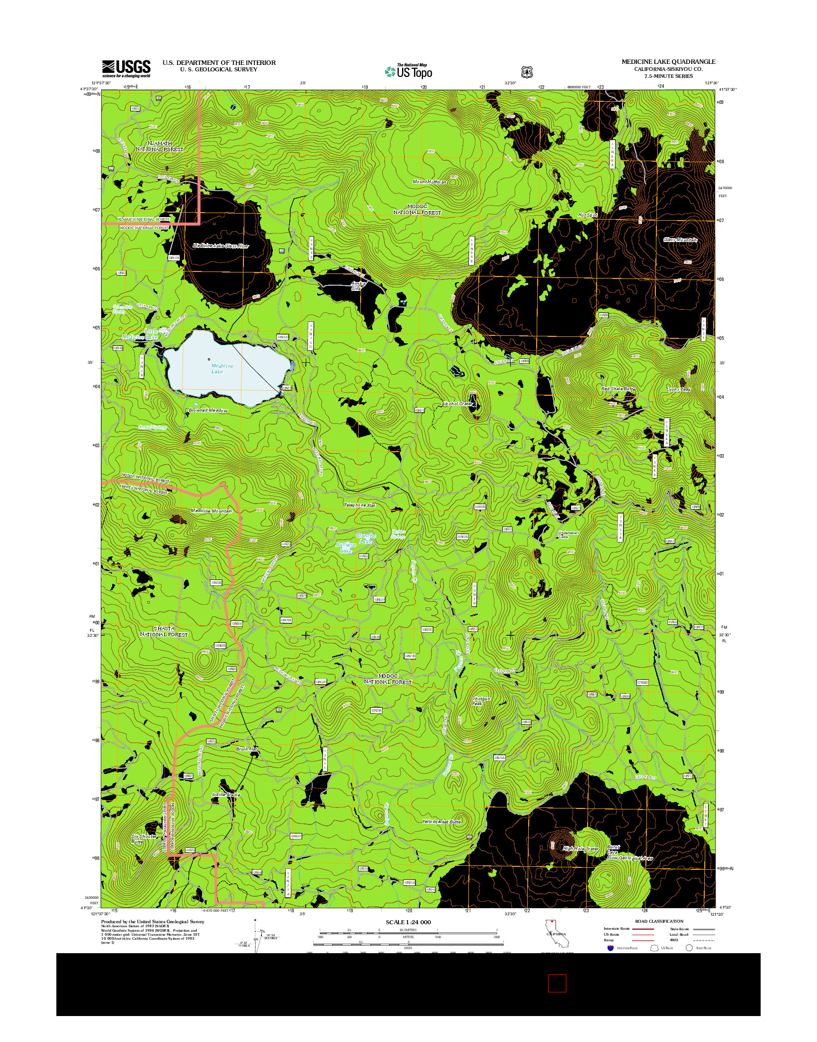 USGS US TOPO 7.5-MINUTE MAP FOR MEDICINE LAKE, CA 2012