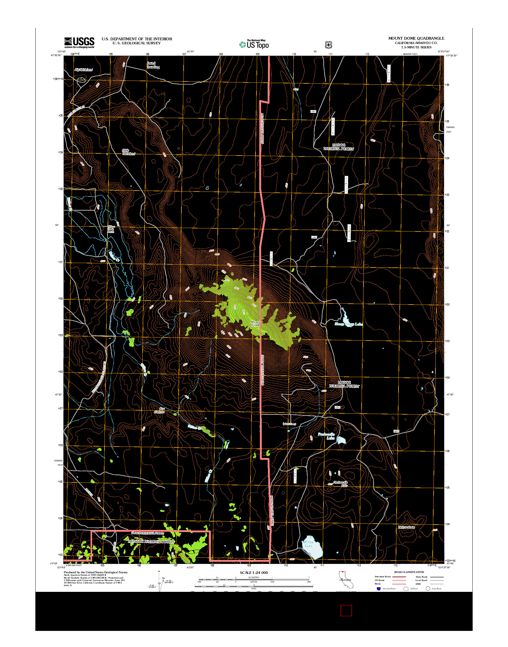 USGS US TOPO 7.5-MINUTE MAP FOR MOUNT DOME, CA 2012