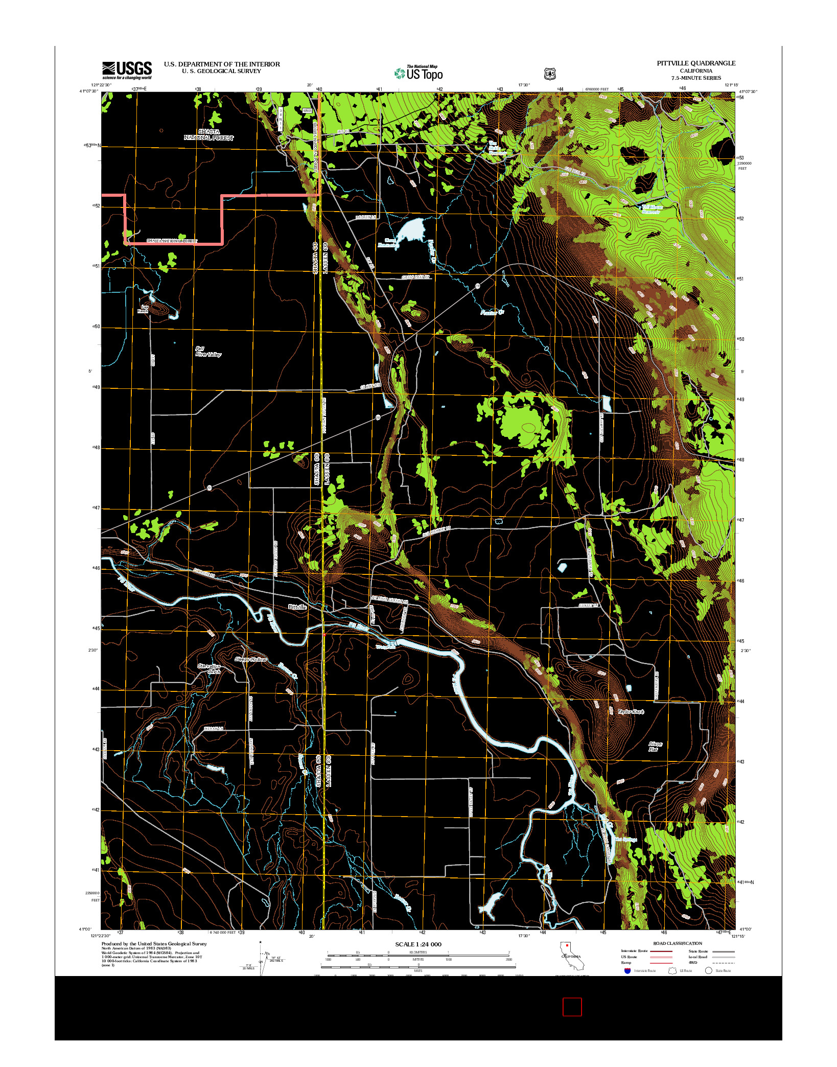 USGS US TOPO 7.5-MINUTE MAP FOR PITTVILLE, CA 2012