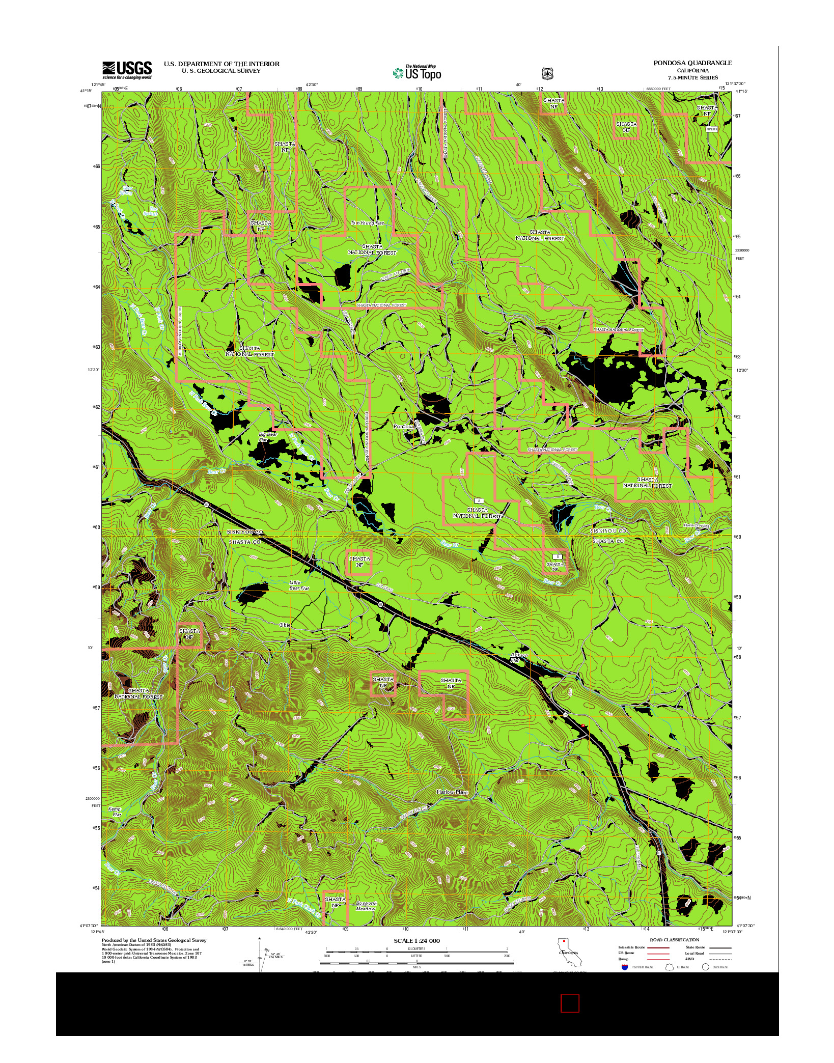 USGS US TOPO 7.5-MINUTE MAP FOR PONDOSA, CA 2012