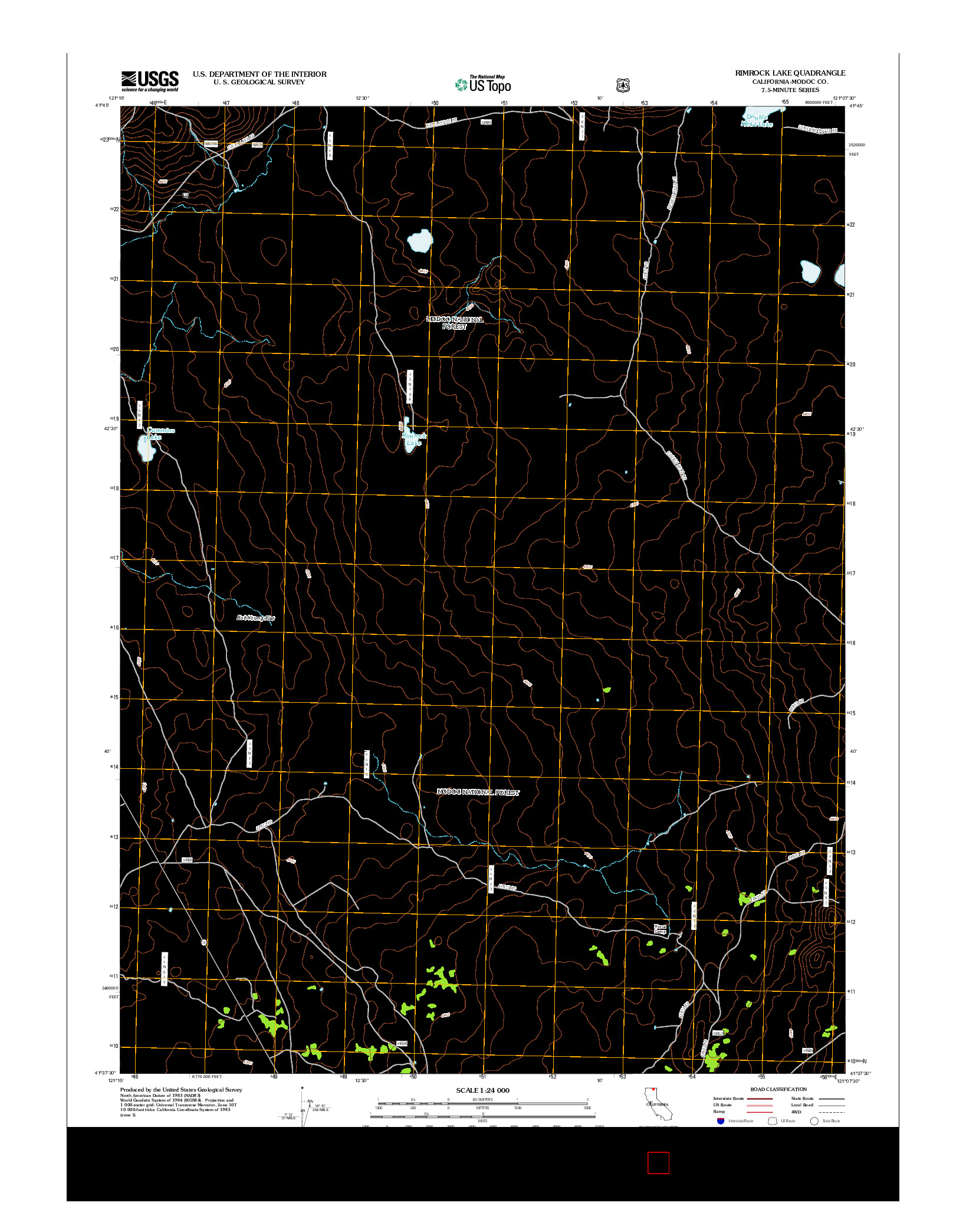 USGS US TOPO 7.5-MINUTE MAP FOR RIMROCK LAKE, CA 2012